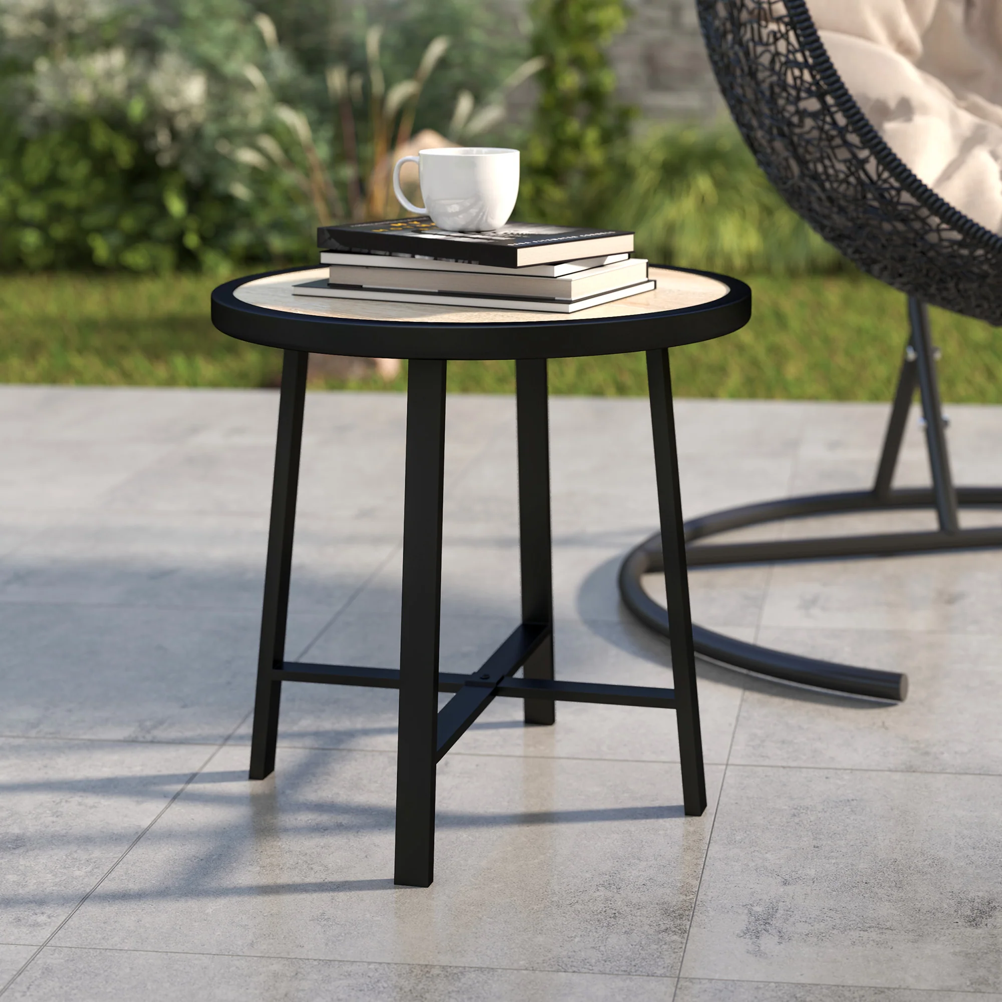 Outsunny 50.5cm Round Garden Table with SPC Tabletop - Image 18