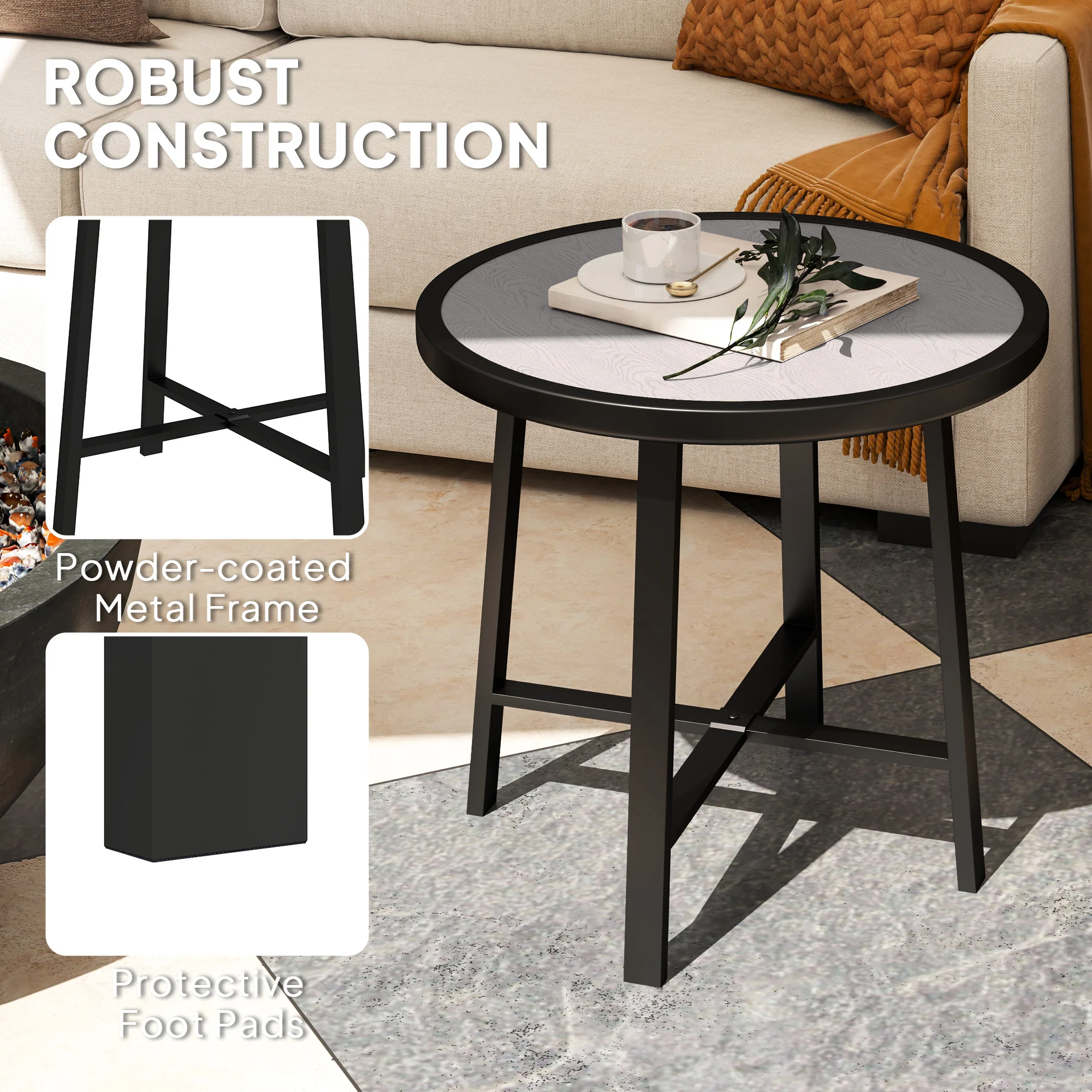 Outsunny 50.5cm Round Garden Table with SPC Tabletop - Image 4