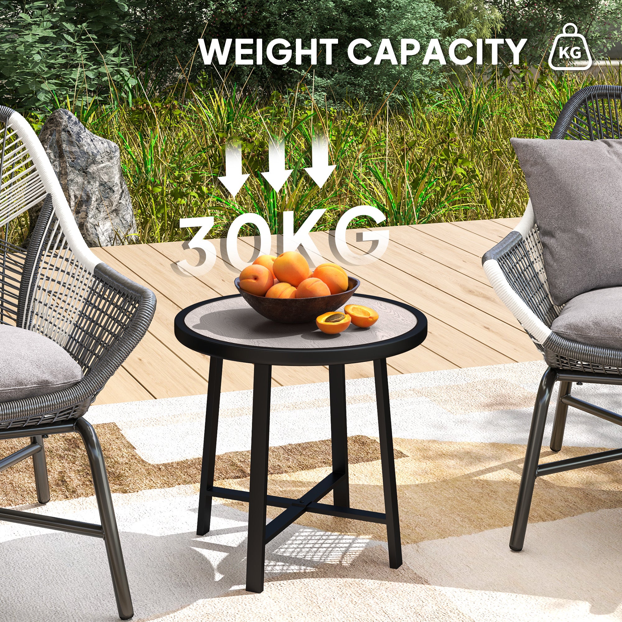 Outsunny 50.5cm Round Garden Table with SPC Tabletop - Image 6