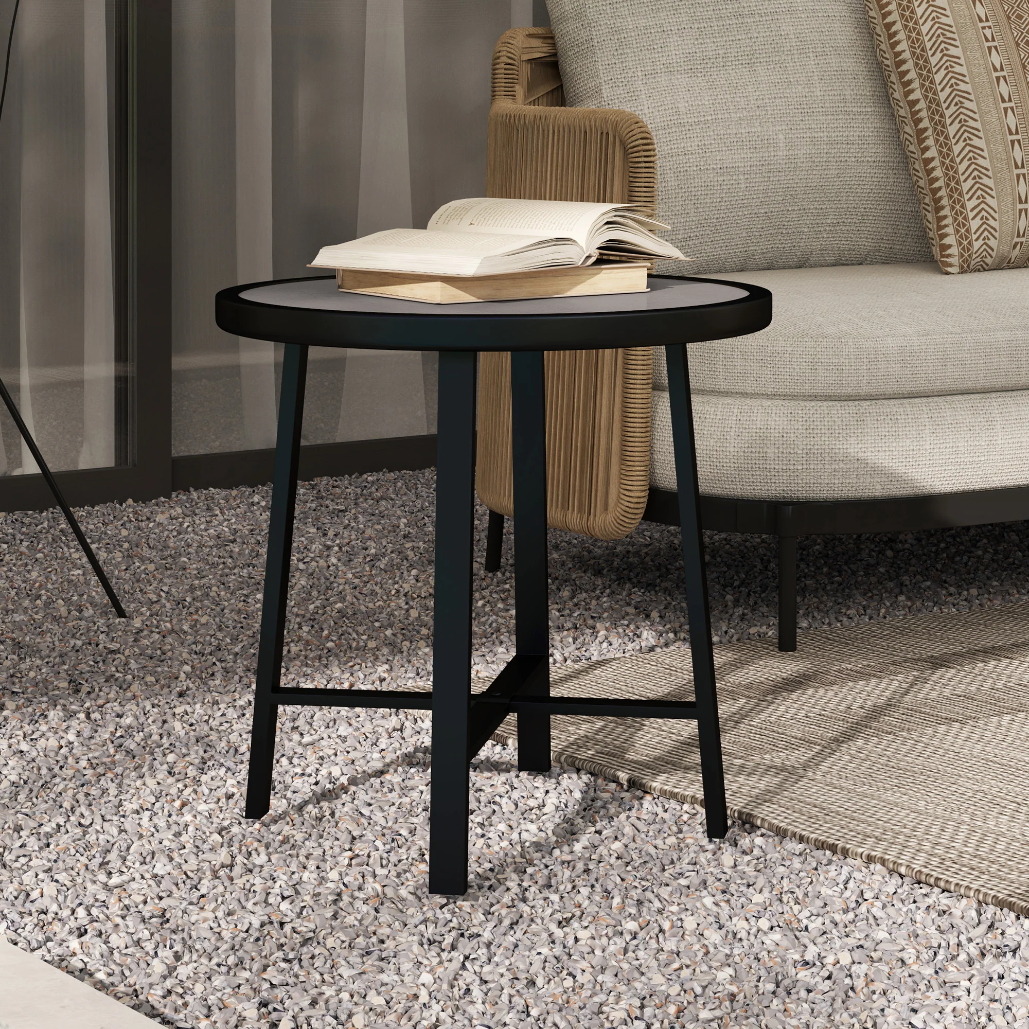 Outsunny 50.5cm Round Garden Table with SPC Tabletop - Image 8