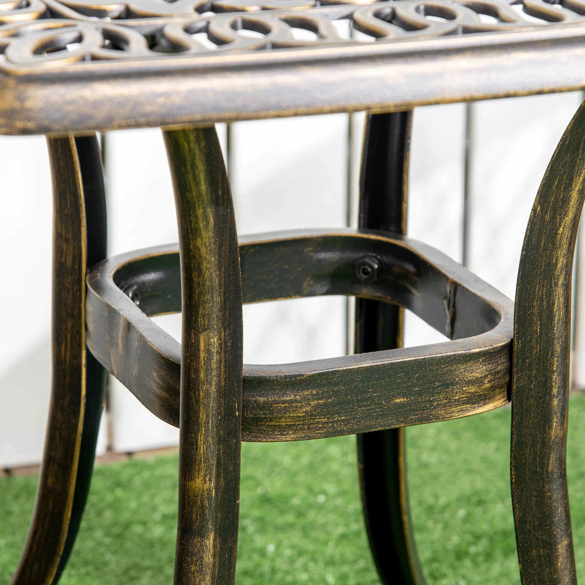 Outsunny 54 X 54cm Aluminium Outdoor Garden Side Table W/ Umbrella Hole, Bronze - Image 9