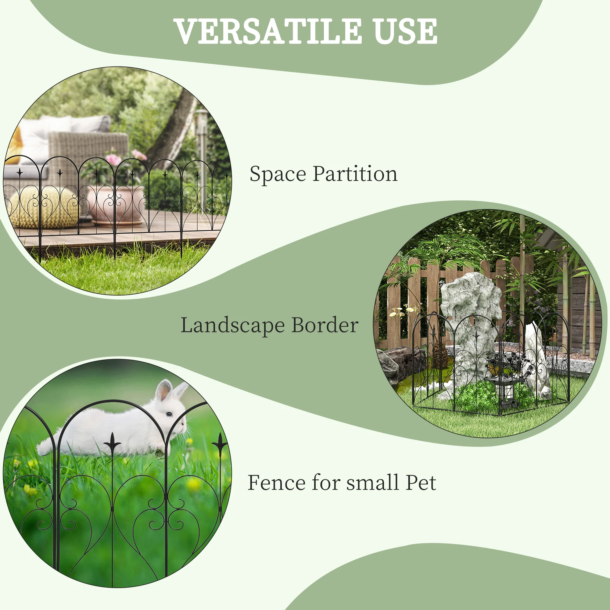 Outsunny 5PCs Decorative Garden Fencing 32in x 10ft Metal Border Edging - Image 6