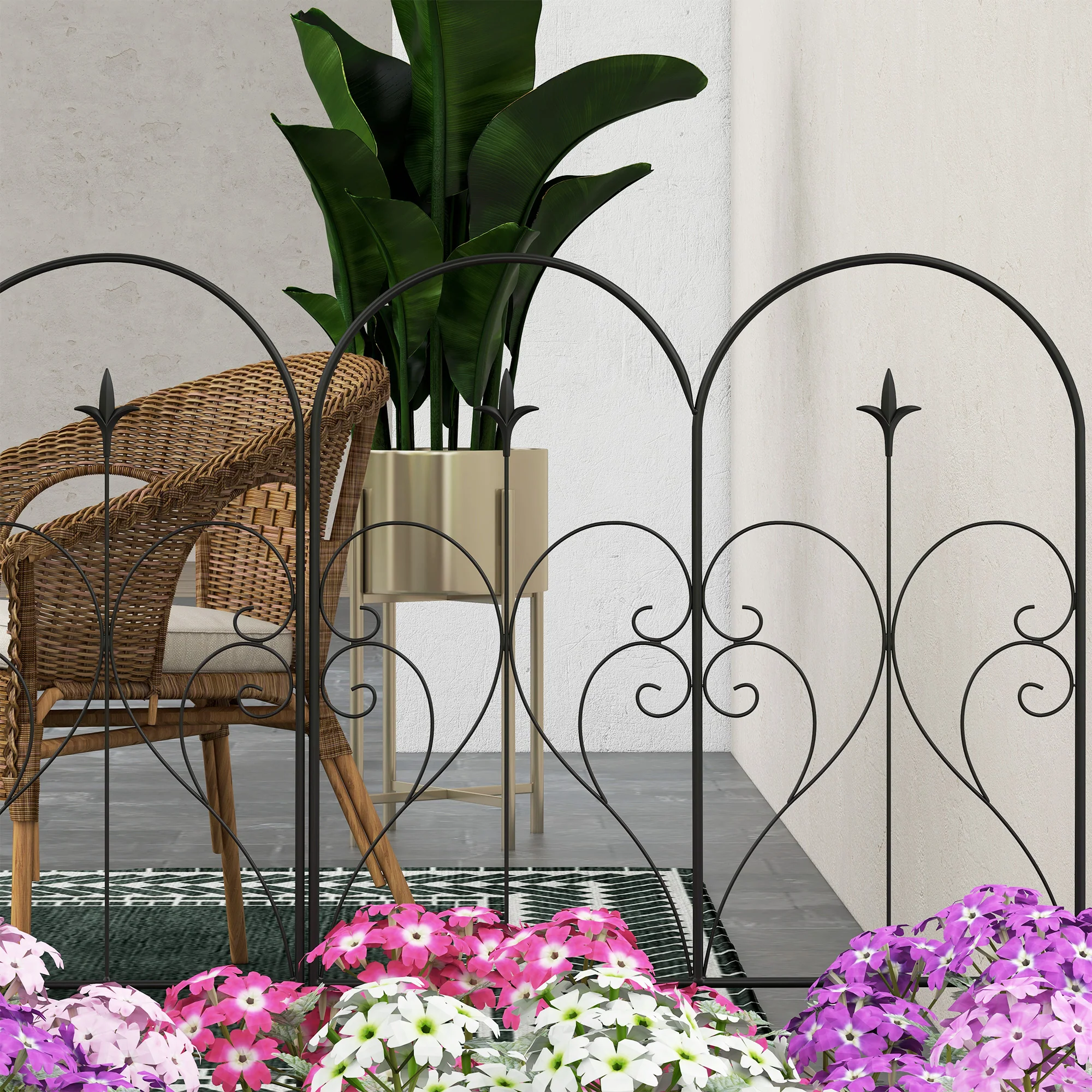 Outsunny 5PCs Decorative Garden Fencing 32in x 10ft Metal Border Edging - Image 8