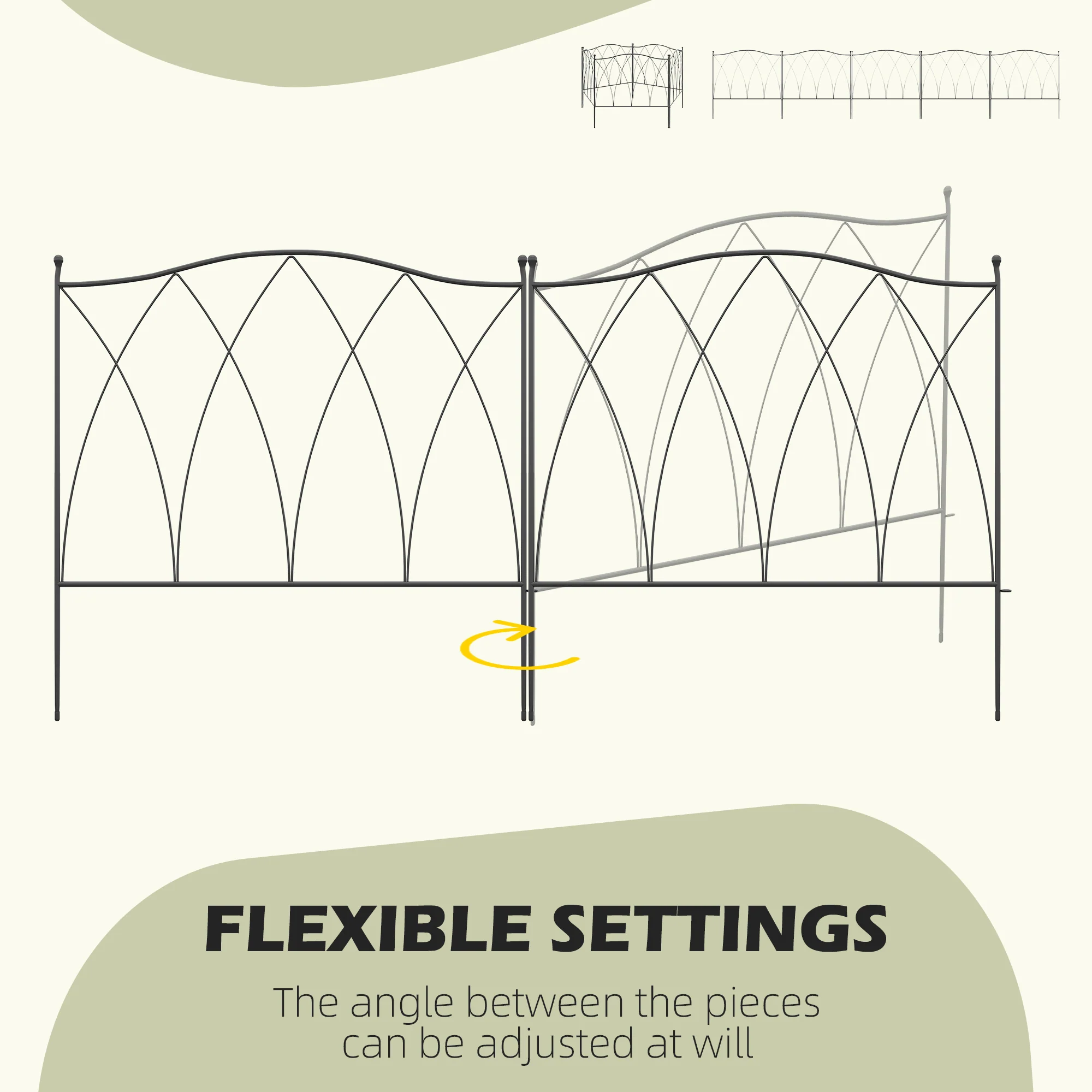 Outsunny 5PCs Decorative Garden Fencing Metal Border Edging - Image 4