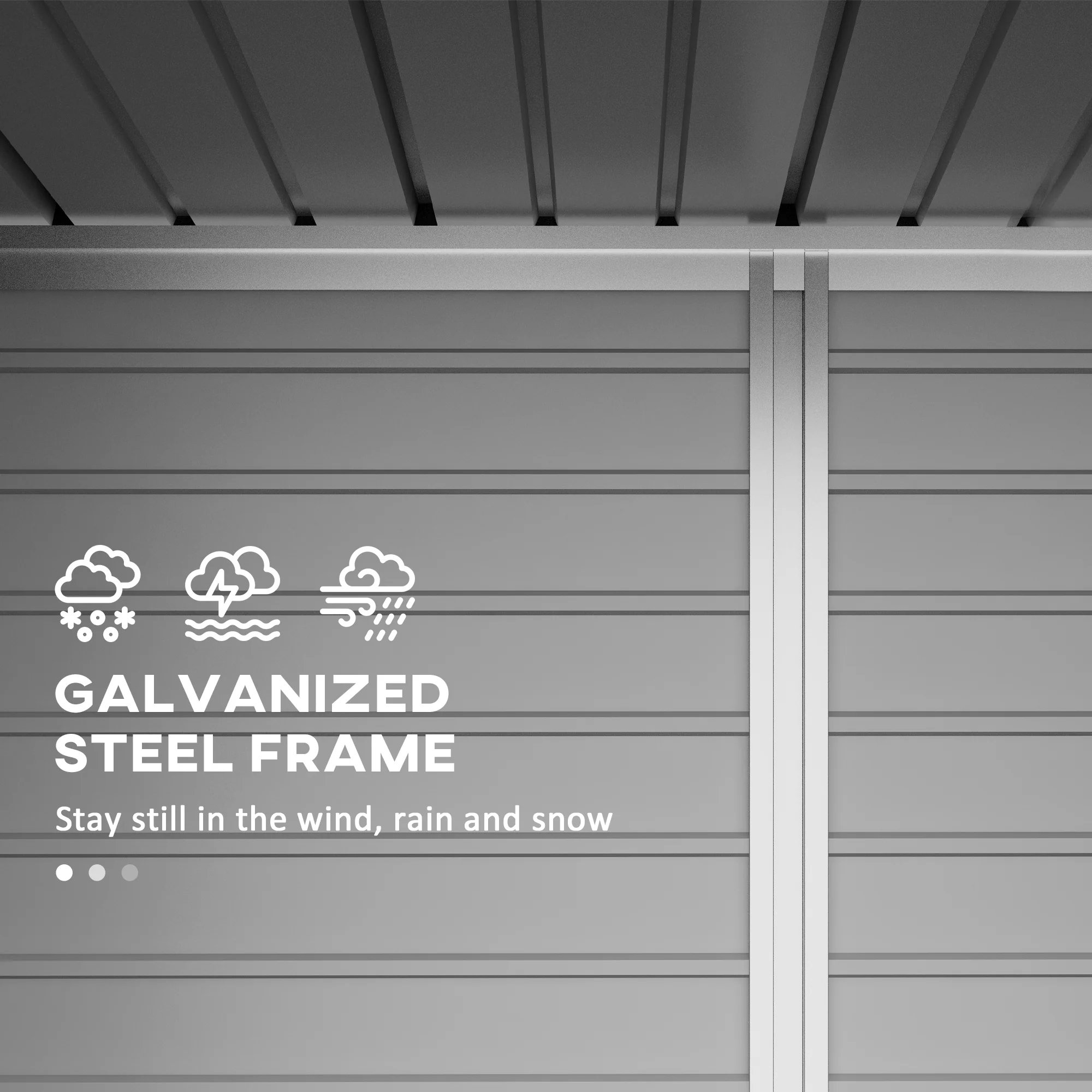 Outsunny 6.3 x 4.3FT Galvanised  Metal Garden Shed with Lockable Door, Grey - Image 3