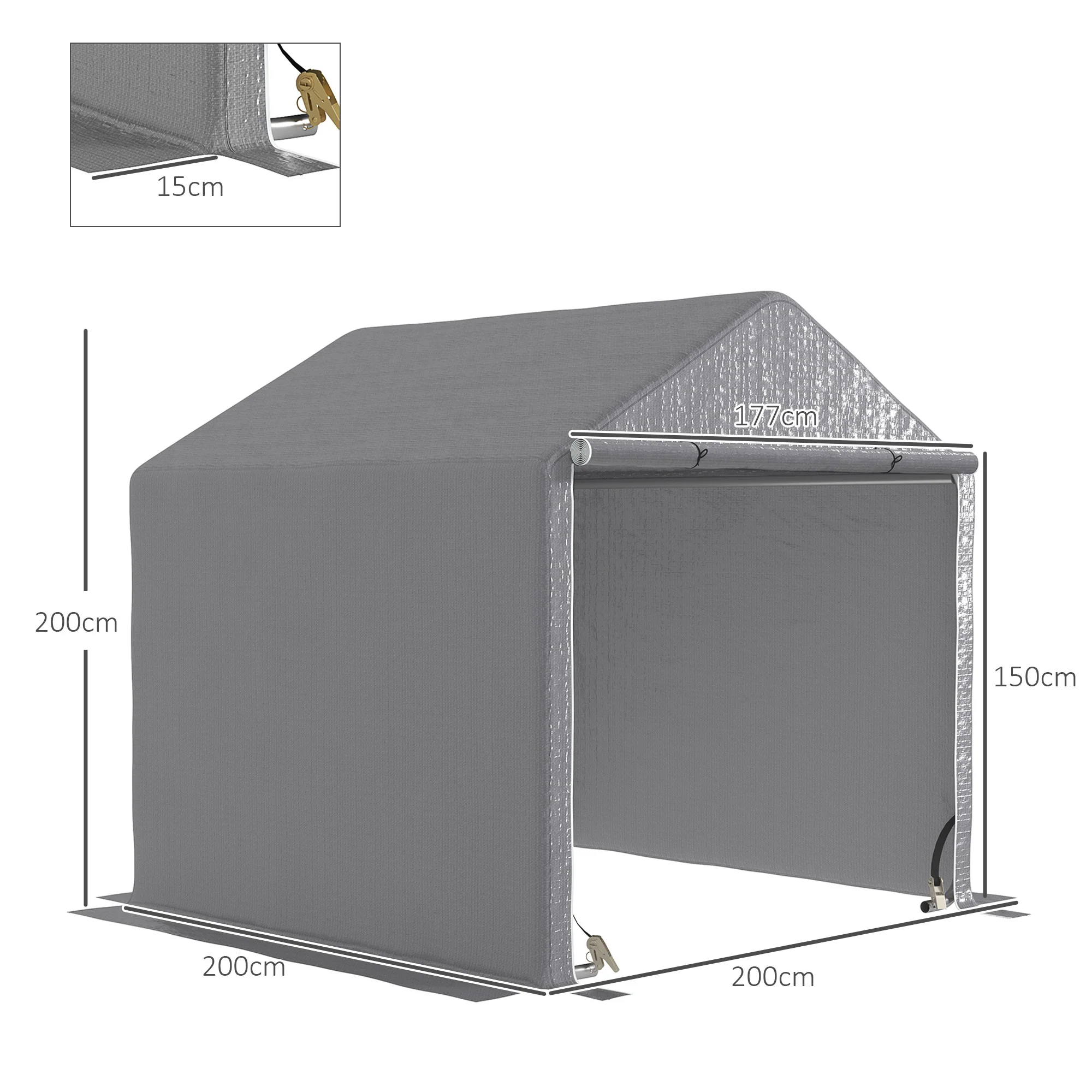Outsunny 6.5' X 6.5' X 6.5' Temporary Garden Shed Storage Tent, Grey - Image 5