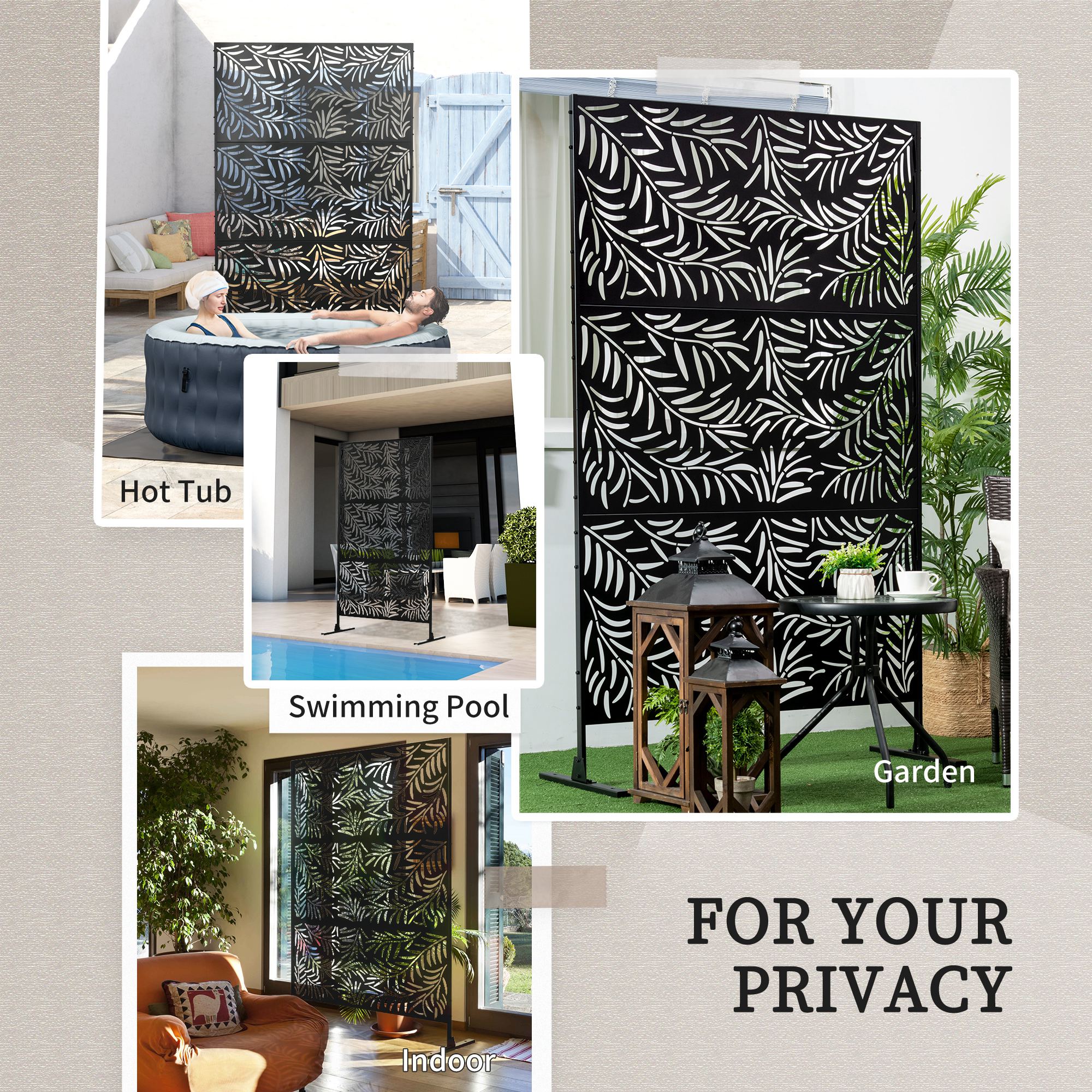 Outsunny 6.5FT Metal Outdoor Privacy Screen Panel w/ Stand and Expansion Screws - Image 6