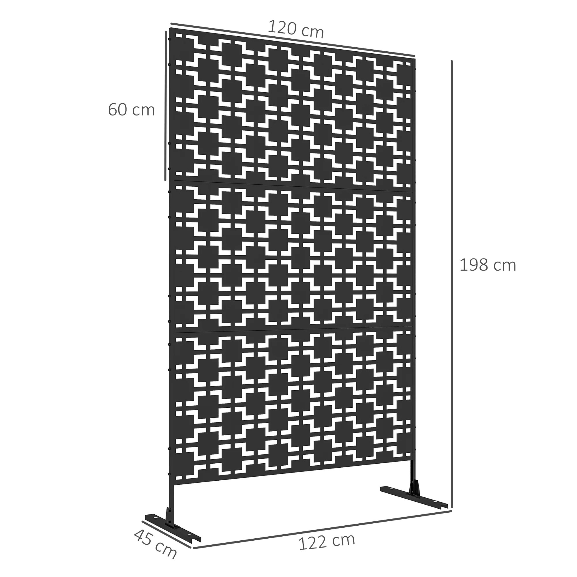 Outsunny 6.5FT Metal Outdoor Privacy Screen Panel w/ Stand, Grid Style - Image 5