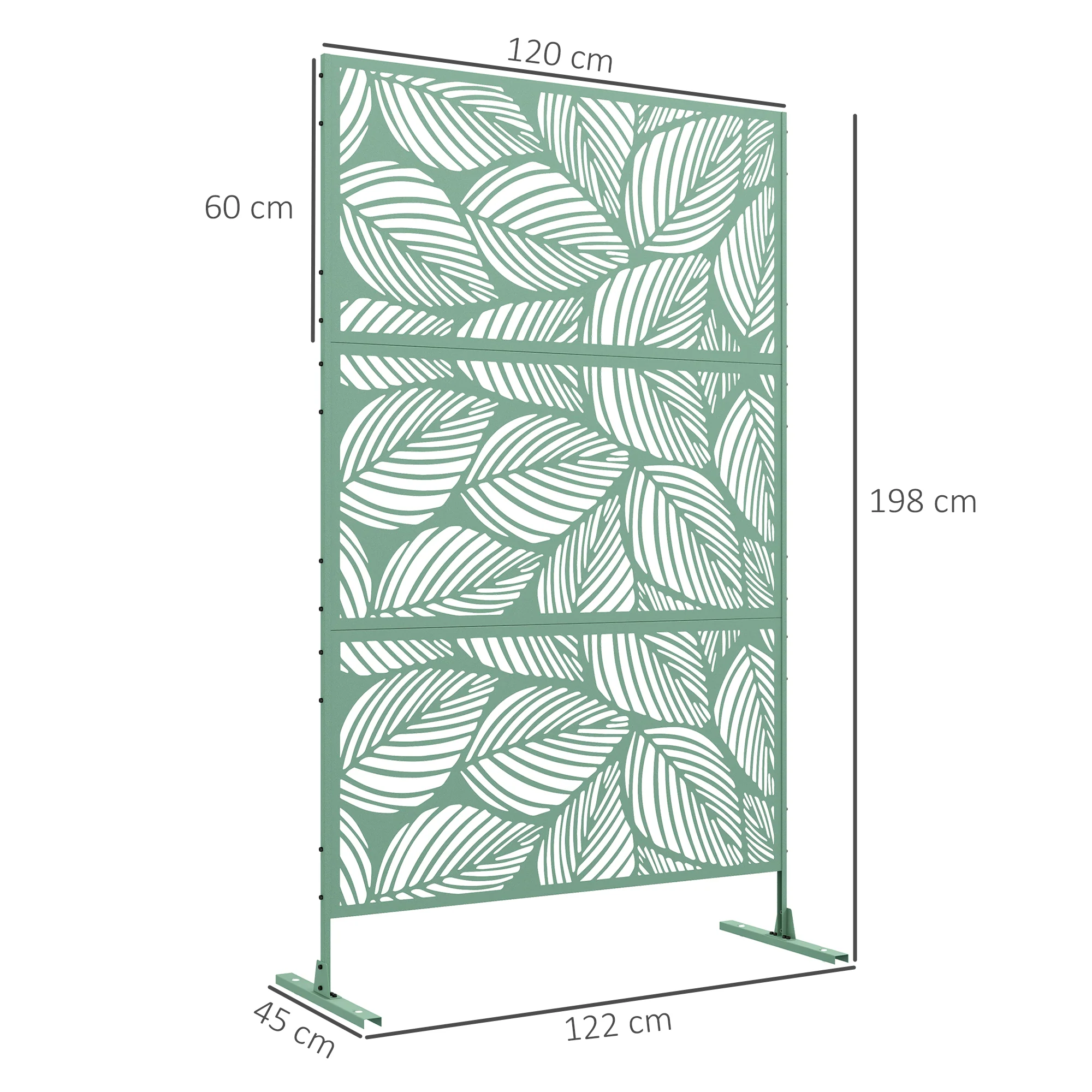 Outsunny 6.5FT Metal Outdoor Privacy Screen Panel w/ Stand, Leaf Style - Image 3