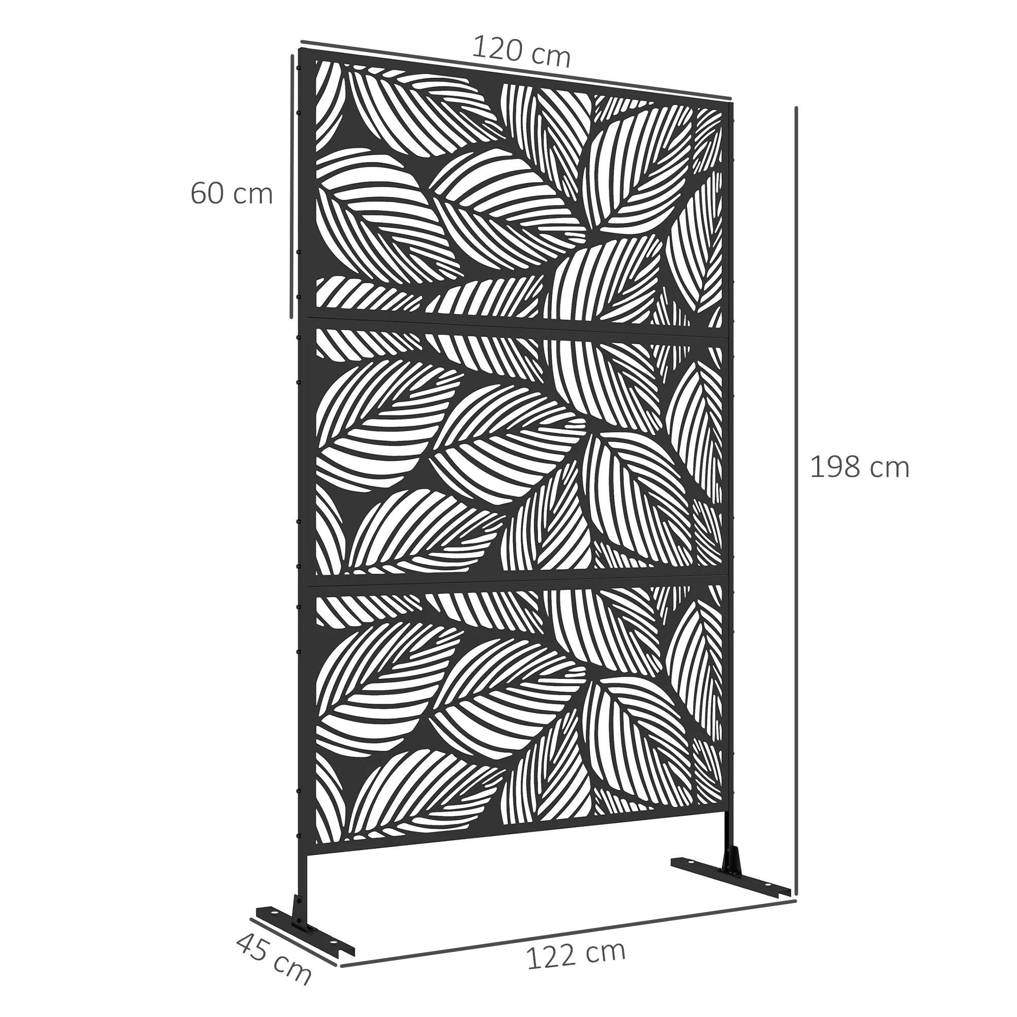 Outsunny 6.5FT Metal Outdoor Privacy Screen Panel w/ Stand, Leaf Style - Image 5