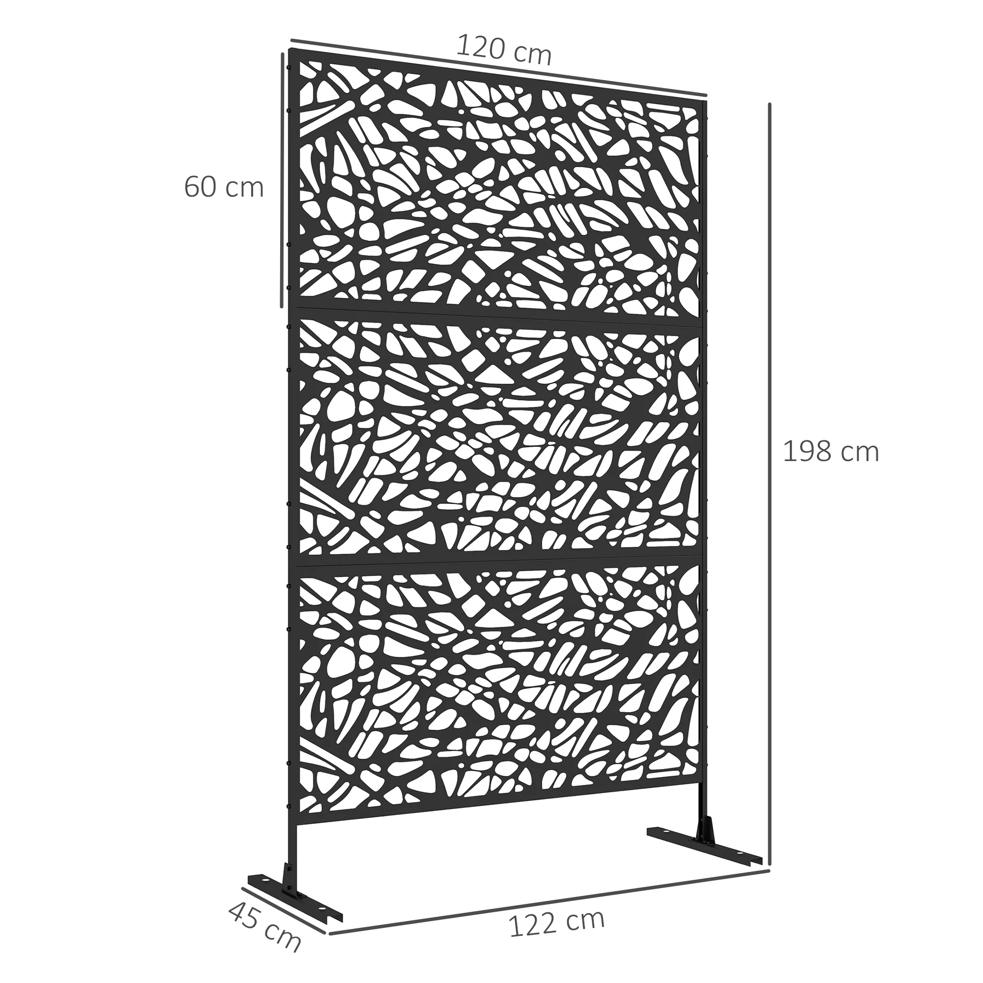 Outsunny 6.5FT Metal Outdoor Privacy Screen Panel w/ Stand, Twisted Lines - Image 5