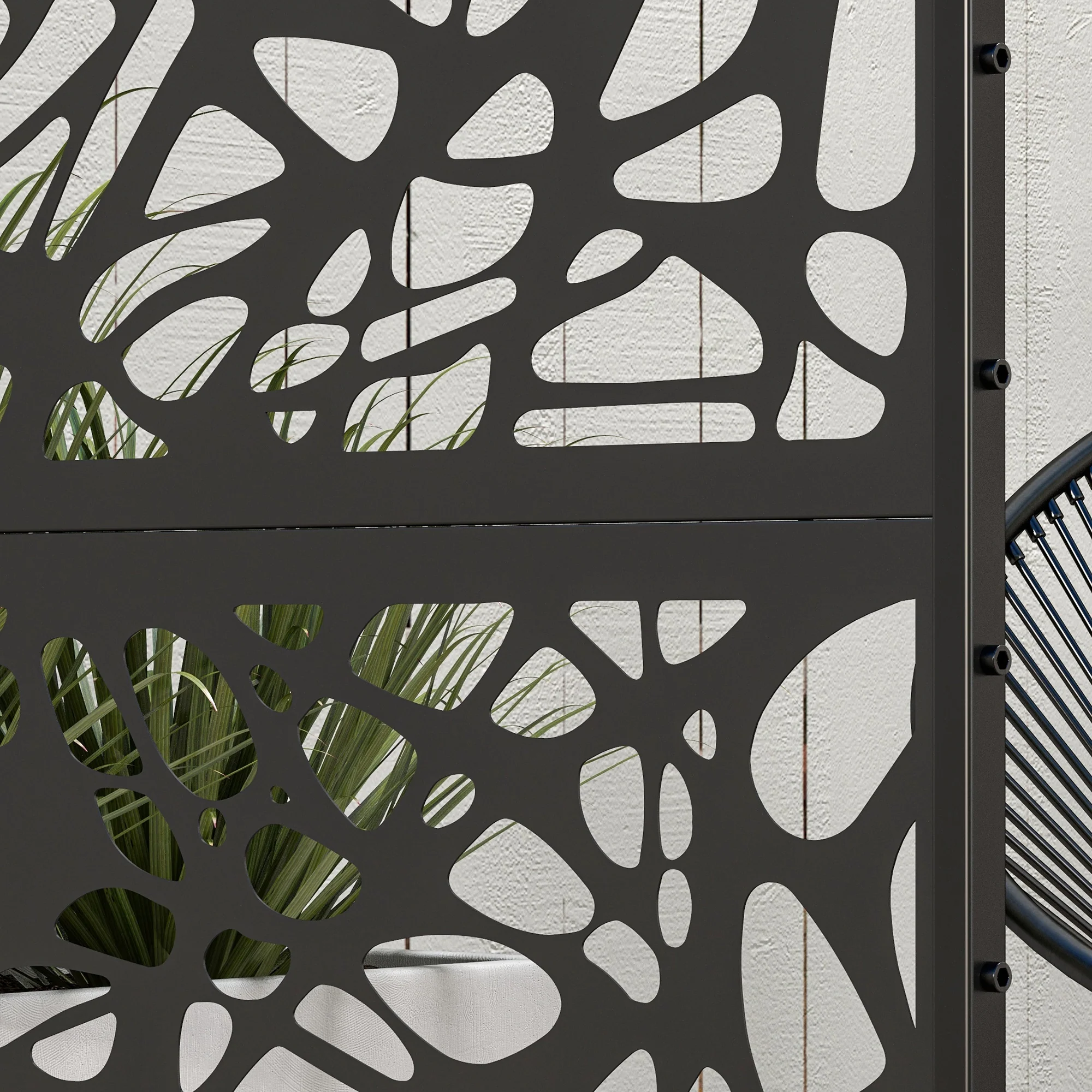 Outsunny 6.5FT Metal Outdoor Privacy Screen Panel w/ Stand, Twisted Lines - Image 9
