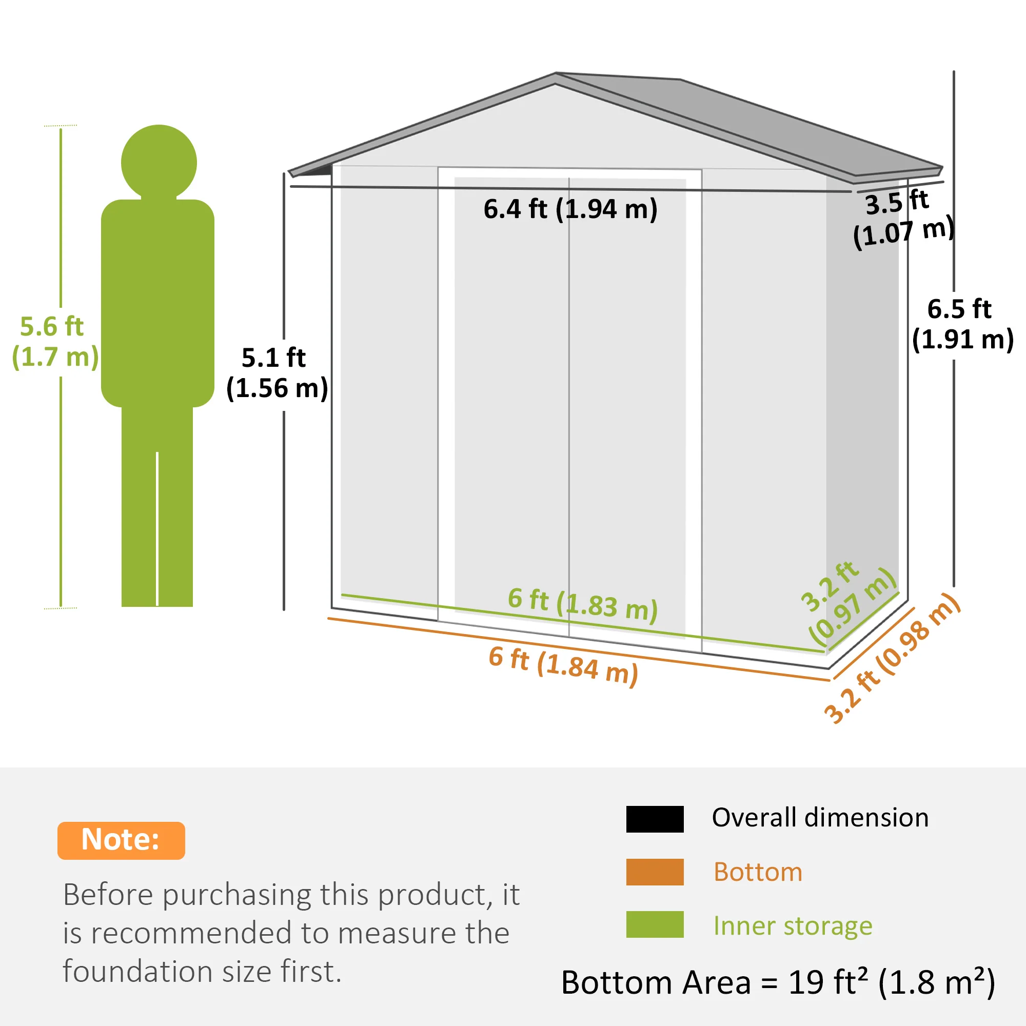 Outsunny 6.5x3.5ft Metal Garden Shed for Garden, Dark Grey - Image 3