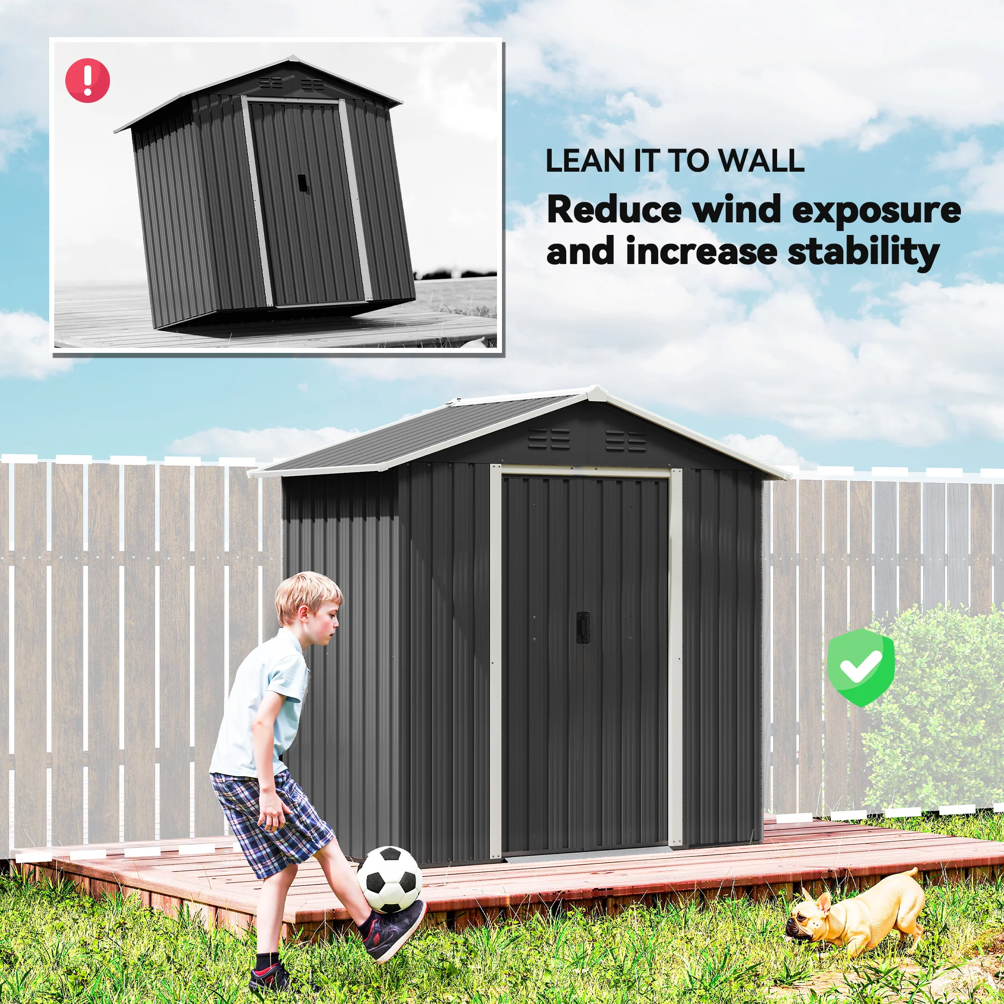 Outsunny 6.5x3.5ft Metal Garden Shed for Garden, Dark Grey - Image 8