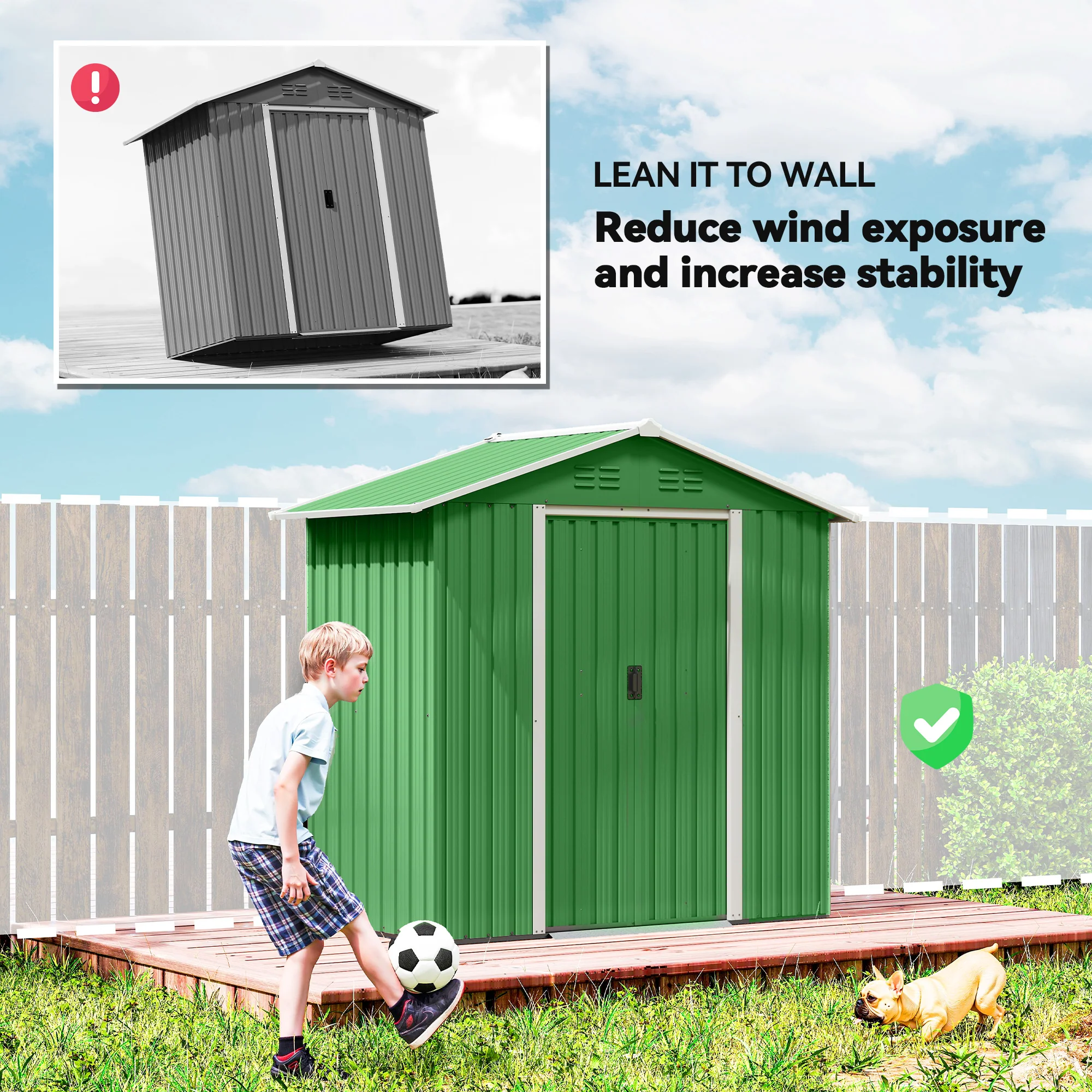 Outsunny 6.5x3.5ft Metal Garden Shed for Garden, Green - Image 8
