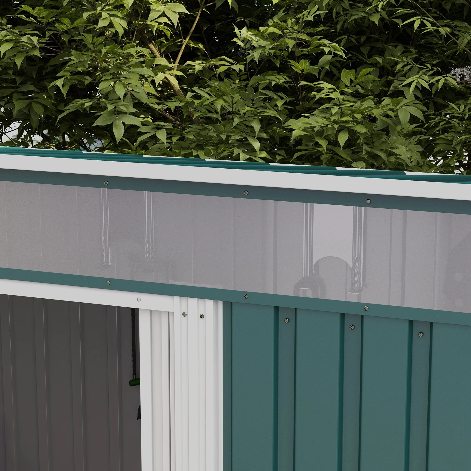 Outsunny 6.5x4FT Garden Shed Lockable Metal Tool Shed Green - Image 8