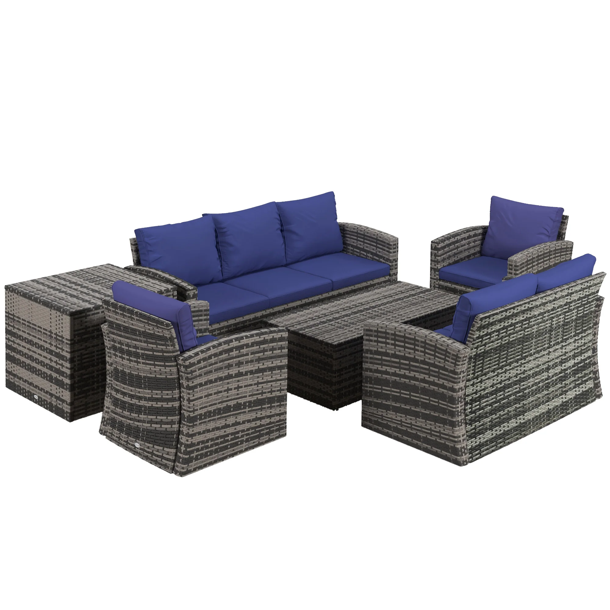 Outsunny 6 PCS Patio Rattan Sofa Set Conversation Furniture - Image 10