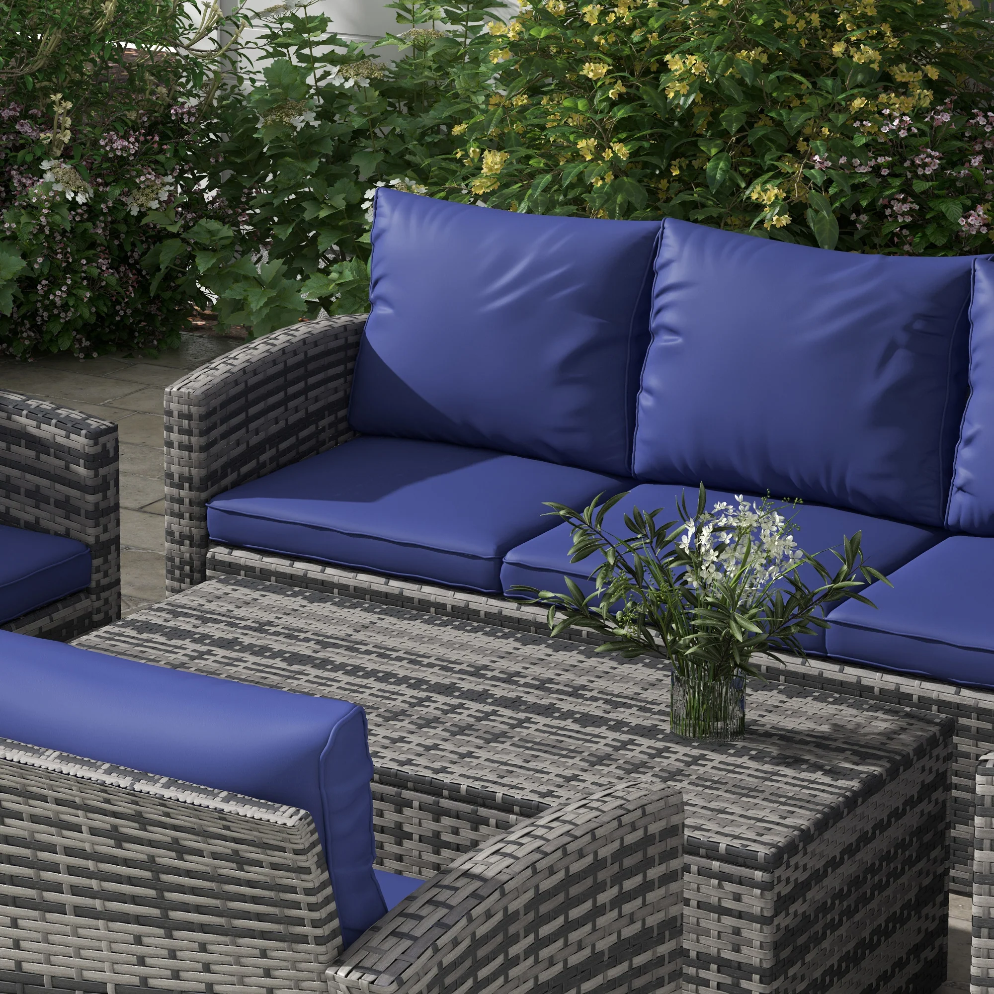 Outsunny 6 PCS Patio Rattan Sofa Set Conversation Furniture - Image 16