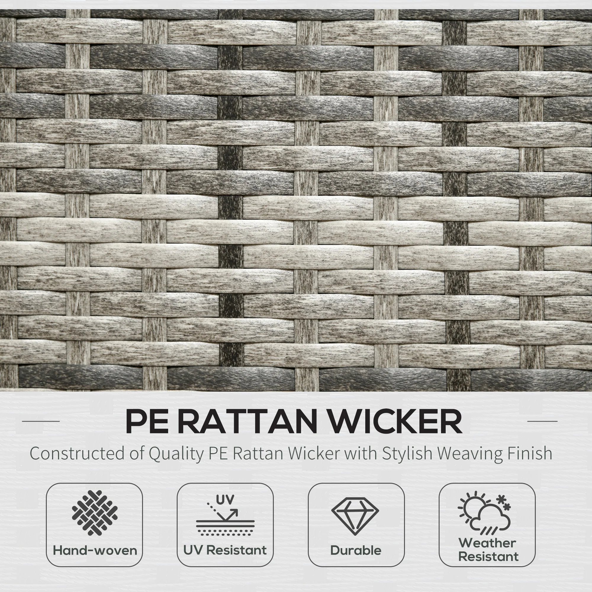 Outsunny 6 PCs Patio Wicker Sofa Set Rattan Chair Furniture, Dark Blue - Image 3