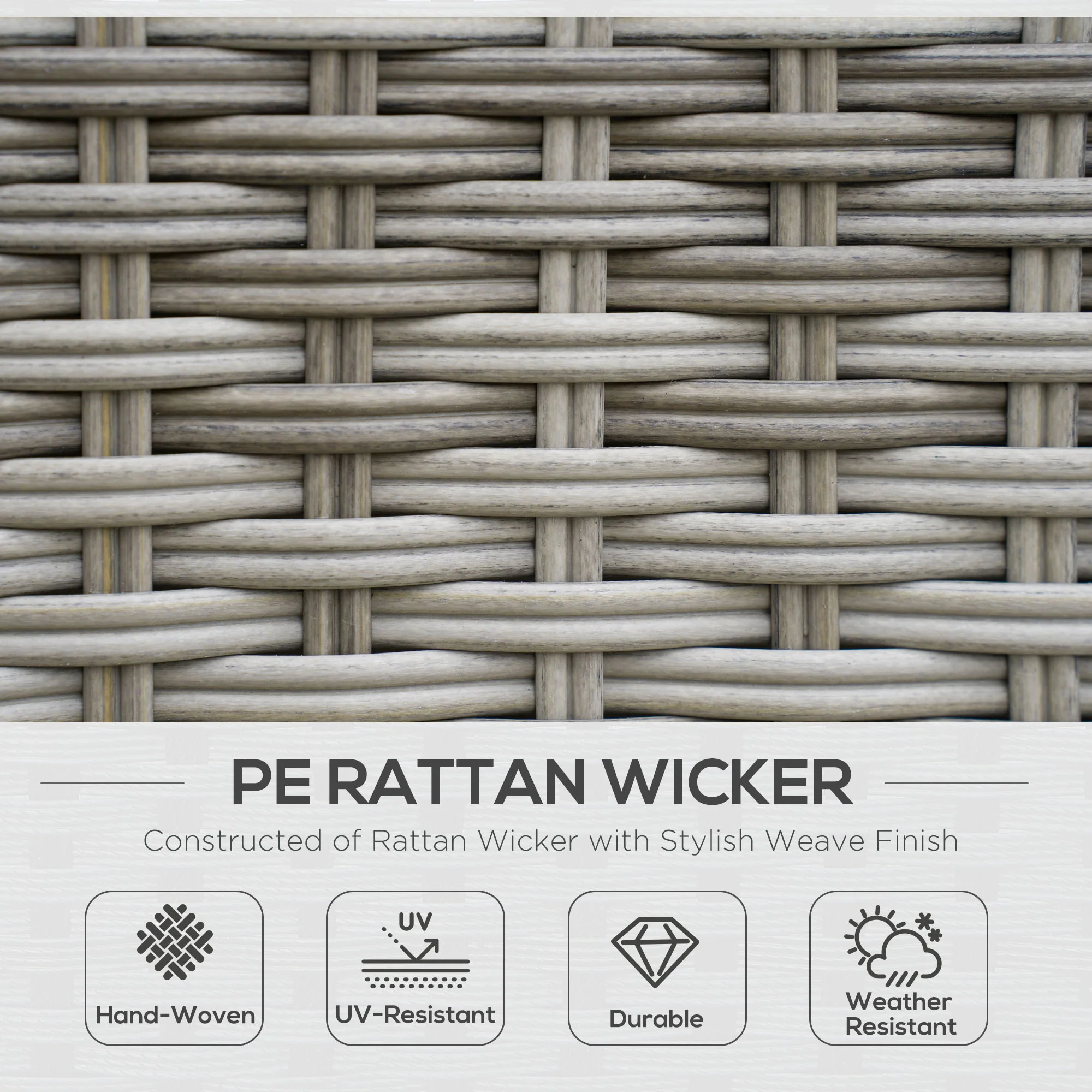 Outsunny 6 PCs Rattan Garden Furniture Sectional Conversation Corner Sofa - Image 3