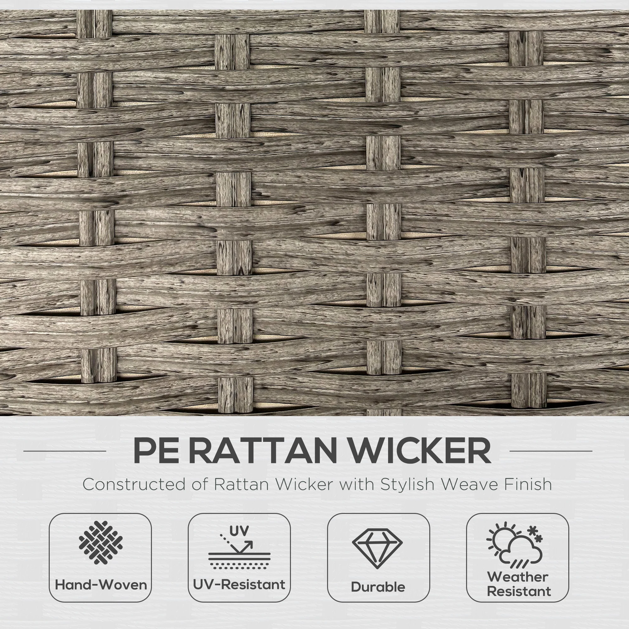 Outsunny 6 PCs Rattan Garden Furniture Sectional Corner Sofa, Light Grey - Image 4