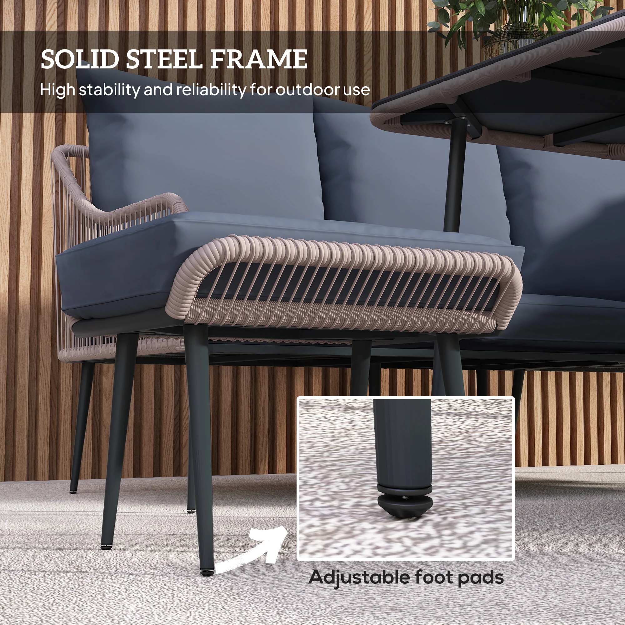 Outsunny 6 Piece Garden Furniture Set Garden Sofa With Cushions, Light Grey - Image 13