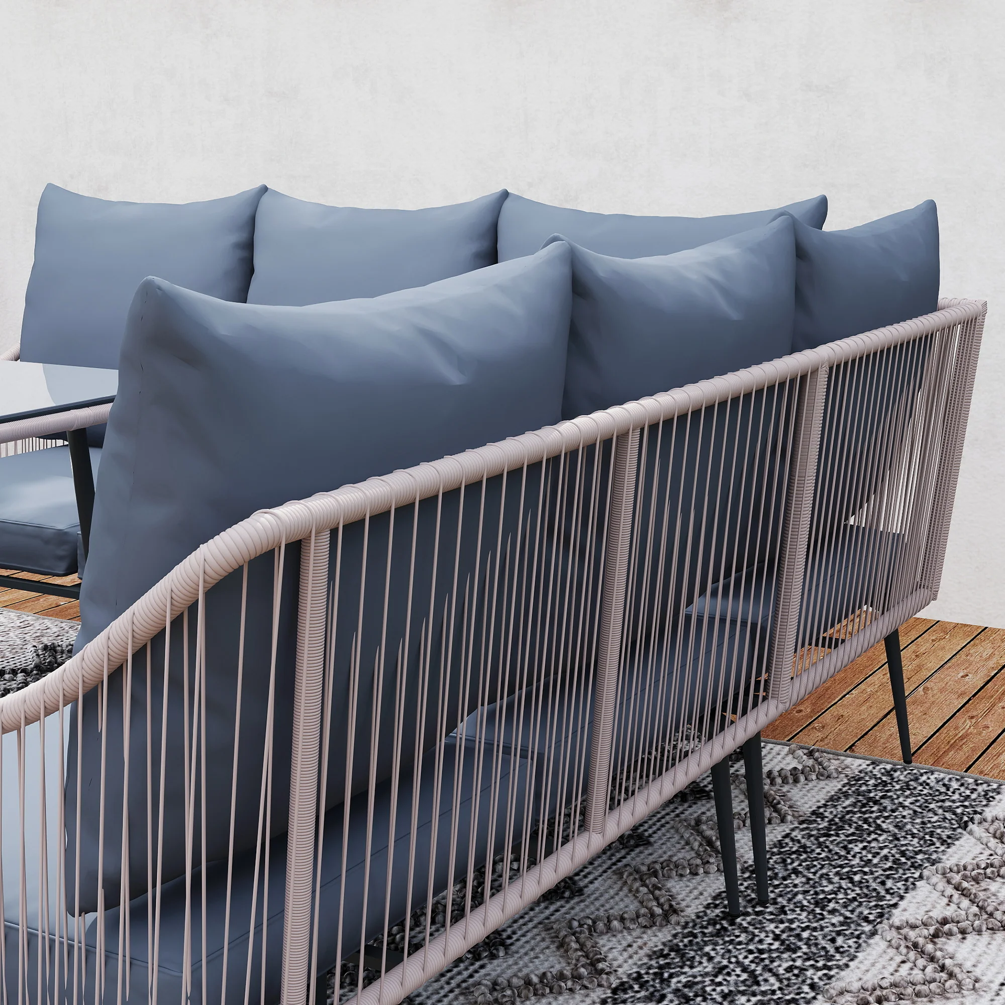 Outsunny 6 Piece Garden Furniture Set Garden Sofa With Cushions, Light Grey - Image 18