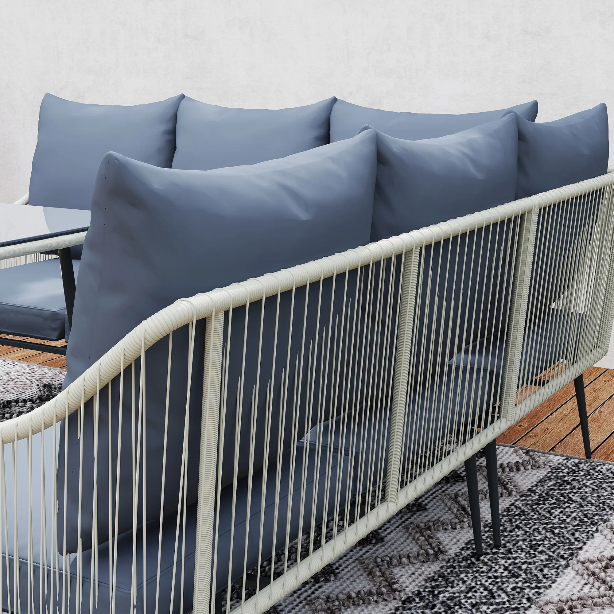 Outsunny 6 Piece Garden Furniture Set Garden Sofa With Cushions, Light Grey - Image 9