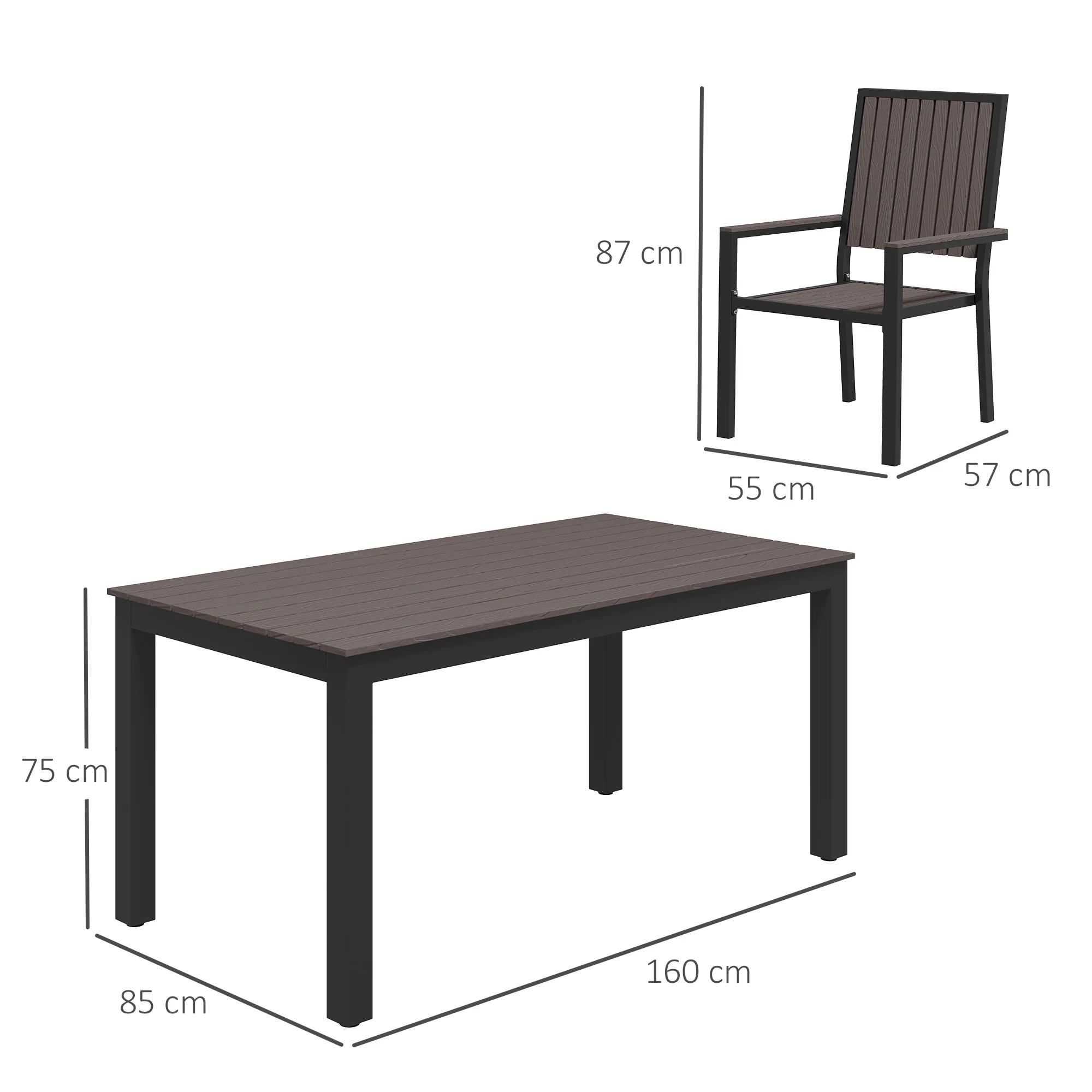 Outsunny 6 Seater Aluminium Garden Dining Set with Stackable Chairs, Natural - Image 5