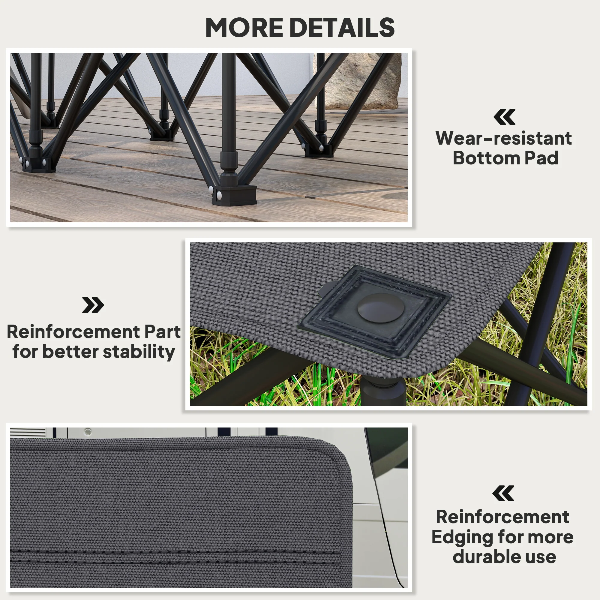 Outsunny 6 Seater Folding Bench Camping Chair with Cup Holder, Charcoal Grey - Image 7