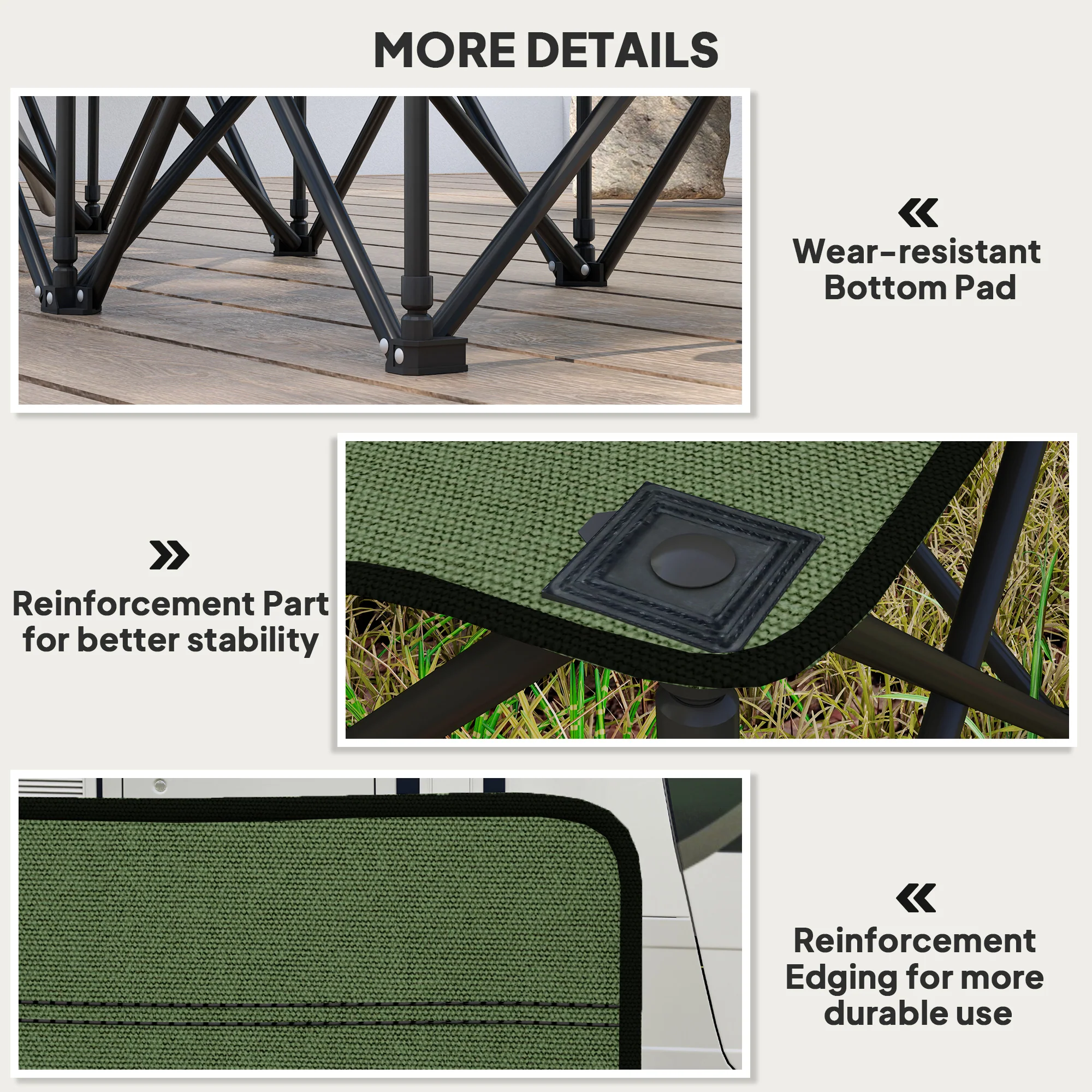 Outsunny 6 Seater Folding Bench Camping Chair with Cup Holder, Green - Image 7