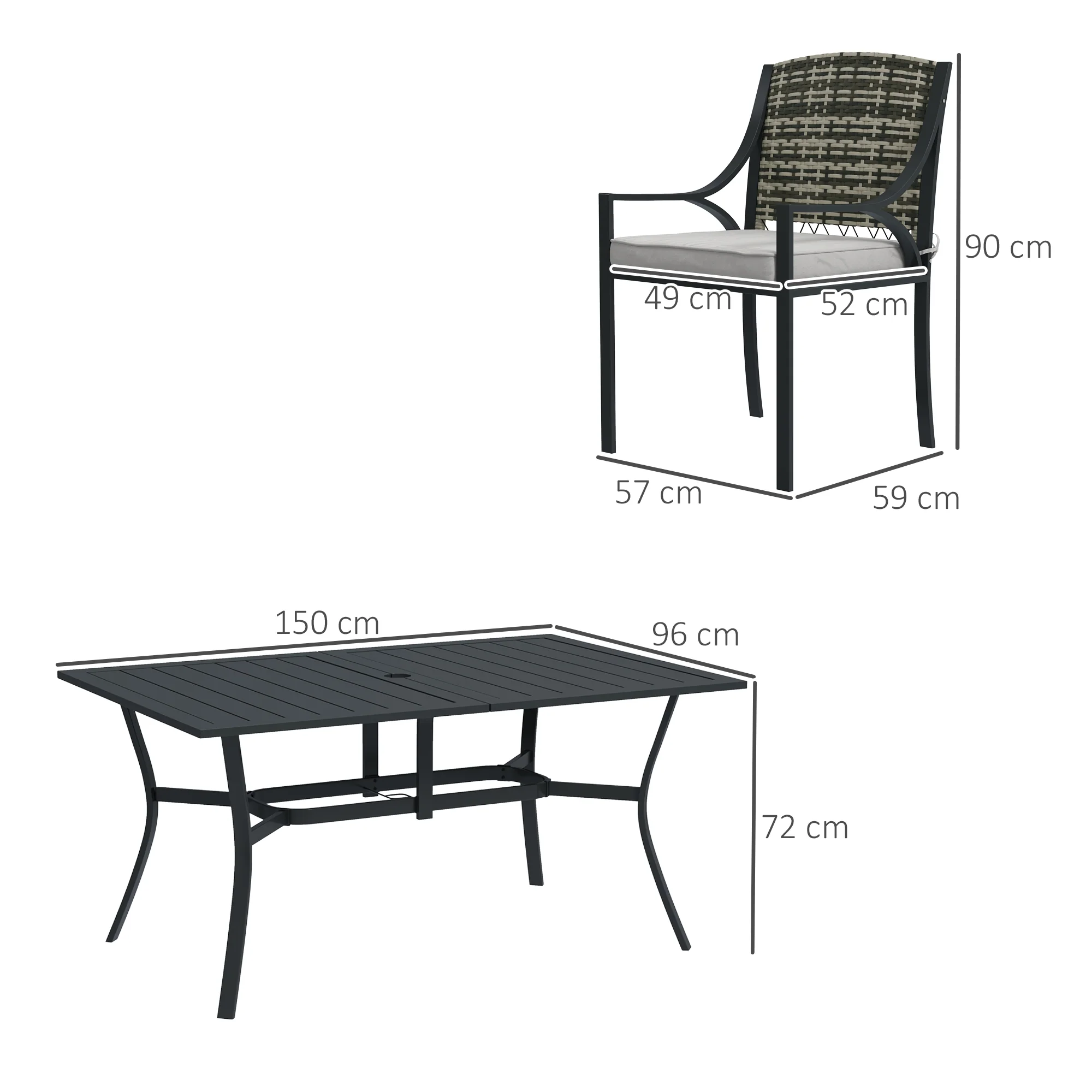 Outsunny 6 Seater Rattan Garden Furniture Set with Cushions - Image 5