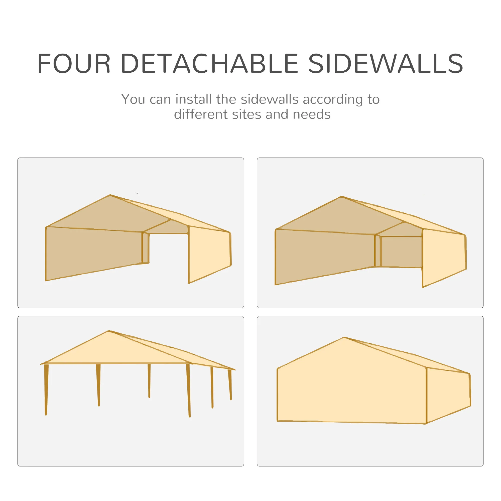 Outsunny 6 x 3(m) Outdoor Gazebo Canopy Party Tent with 6 Removable Side Walls - Image 4
