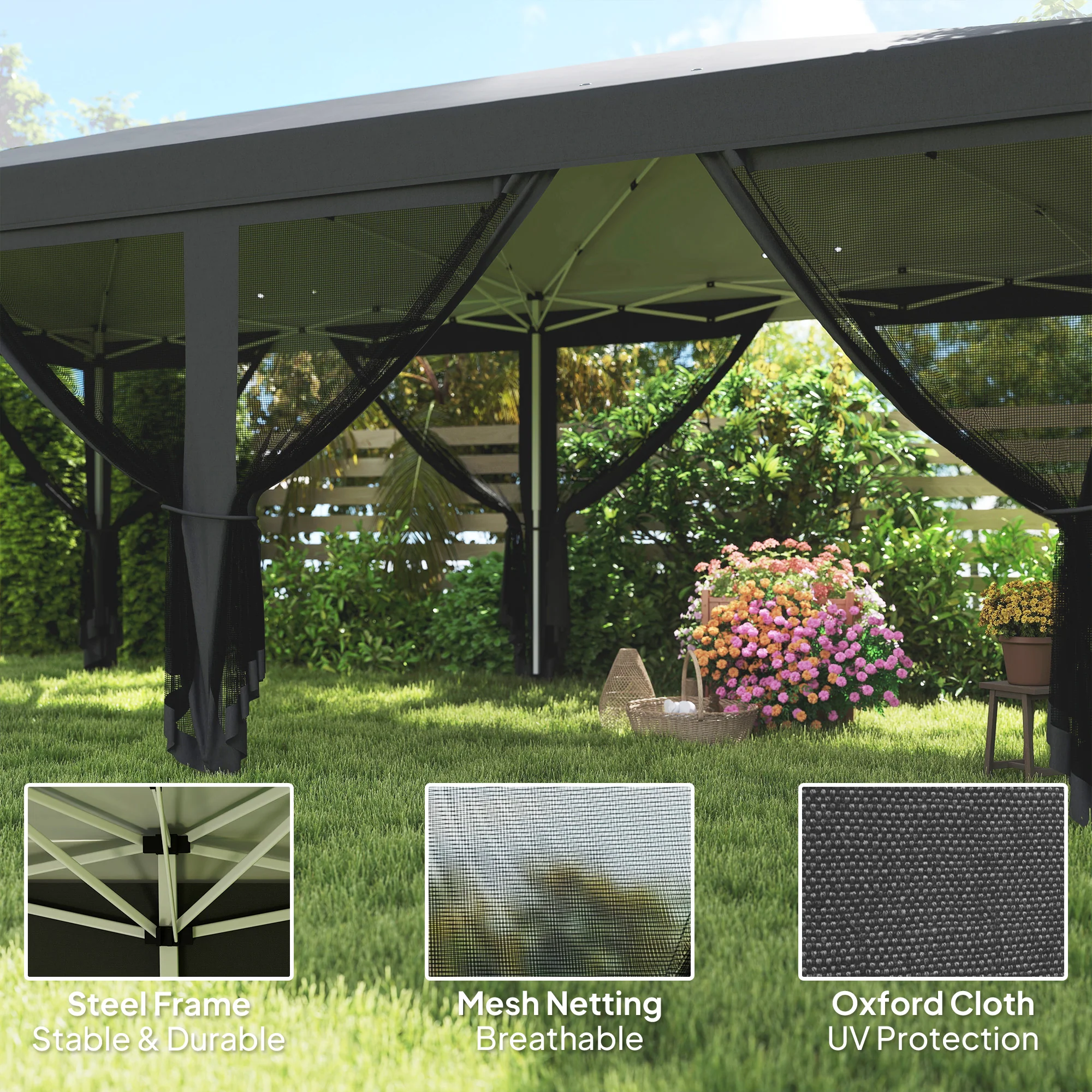 Outsunny 6 X 3(m) Pop Up Party Tent Canopy With 6 Removable Sidewalls - Image 3