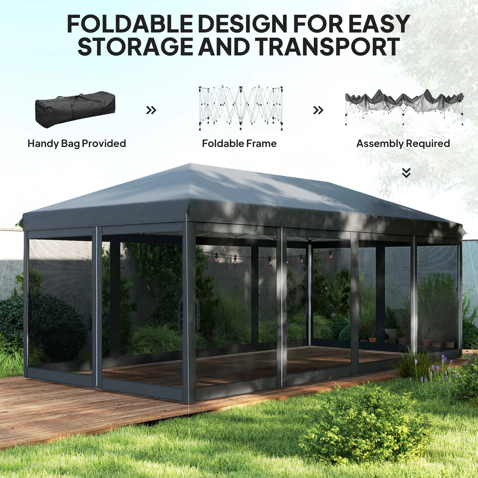 Outsunny 6 X 3(m) Pop Up Party Tent Canopy With 6 Removable Sidewalls - Image 4