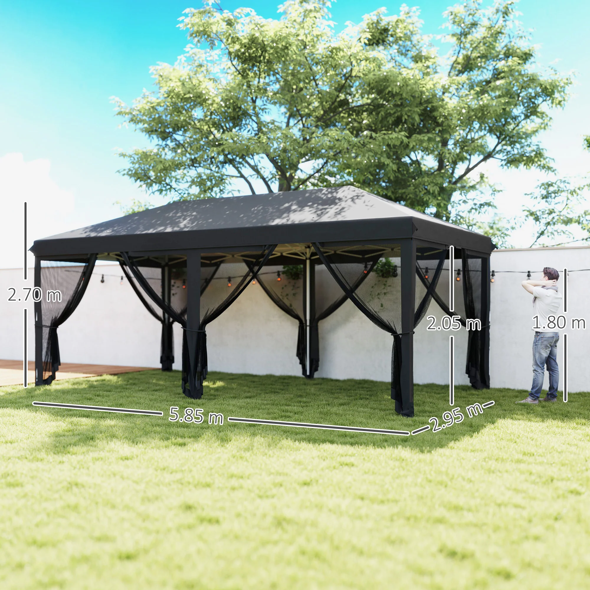 Outsunny 6 X 3(m) Pop Up Party Tent Canopy With 6 Removable Sidewalls - Image 5