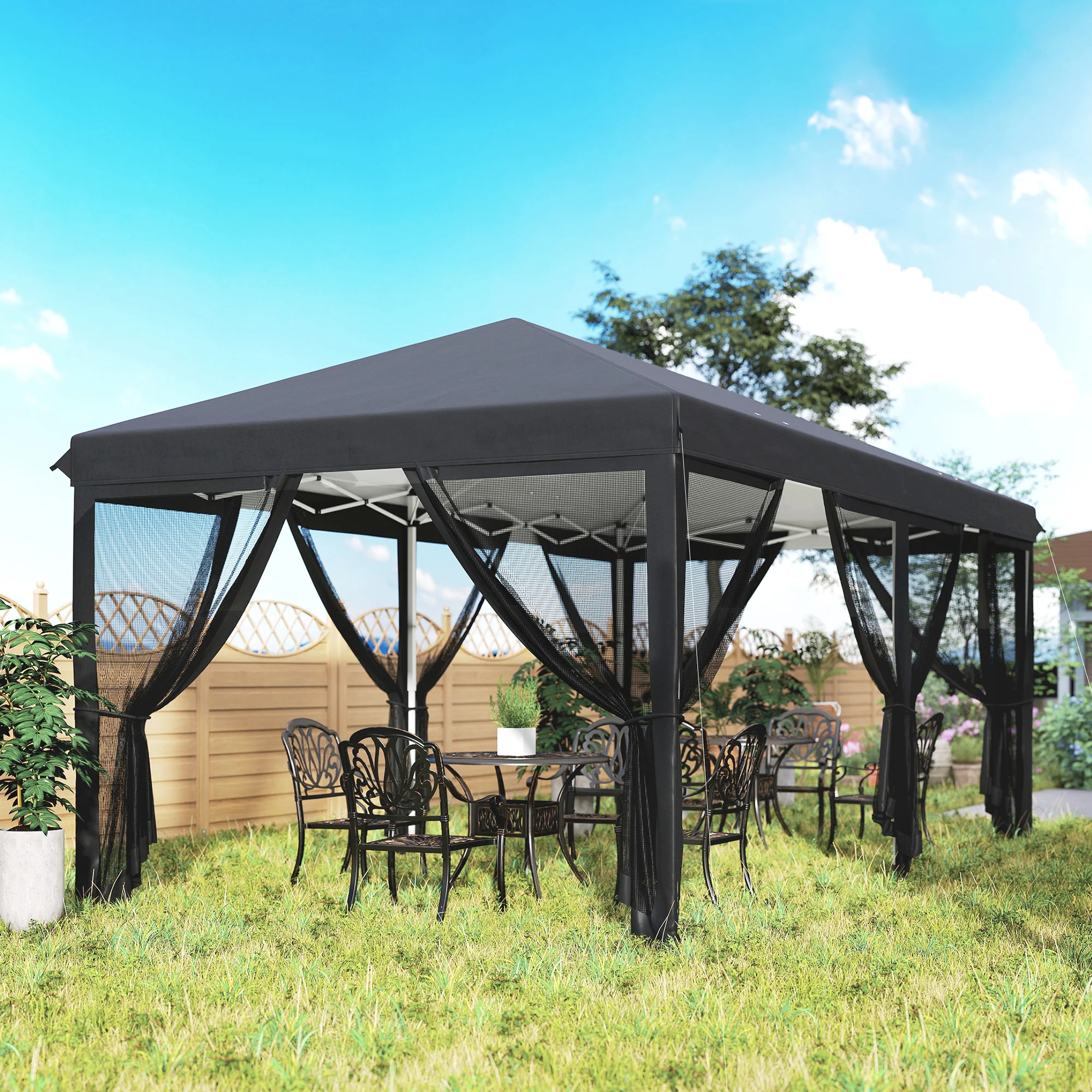 Outsunny 6 X 3(m) Pop Up Party Tent Canopy With 6 Removable Sidewalls - Image 9