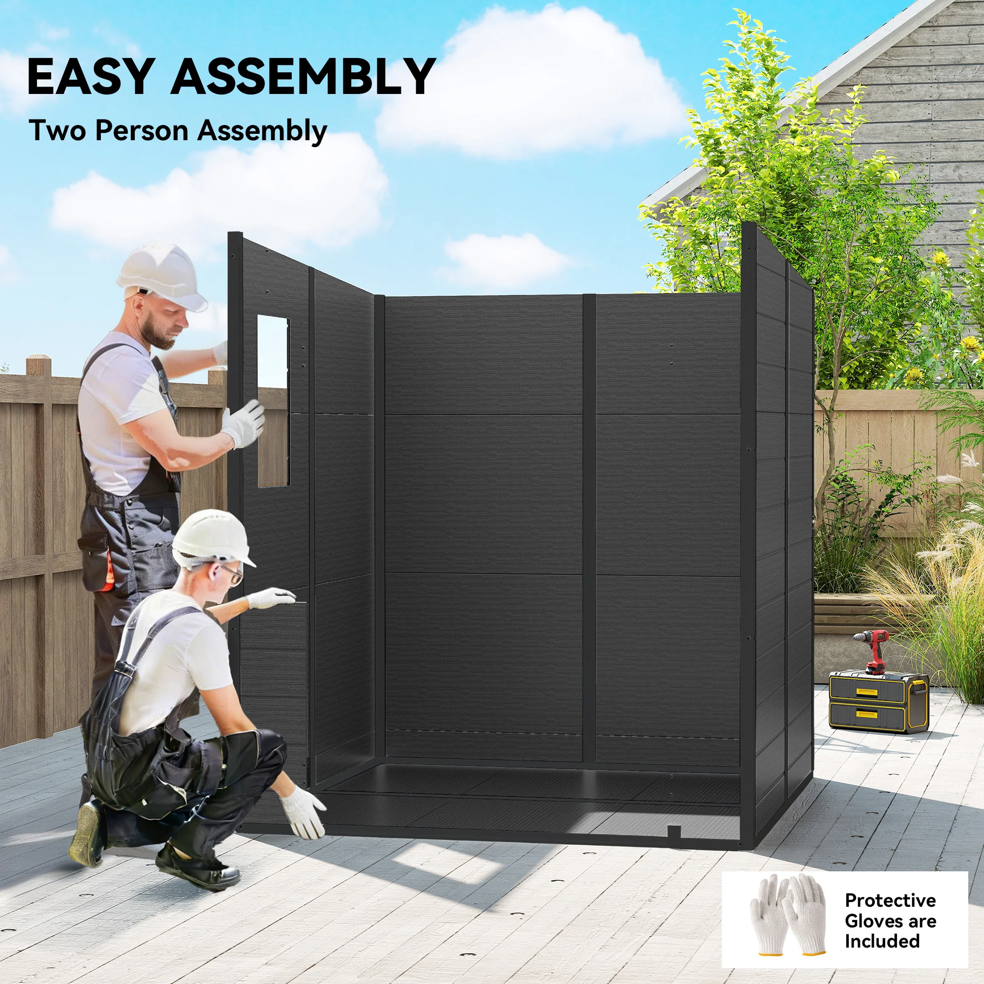 Outsunny 6 X 6 Ft Plastic Garden Shed With Floor, Lockable Doors, Dark Grey - Image 7
