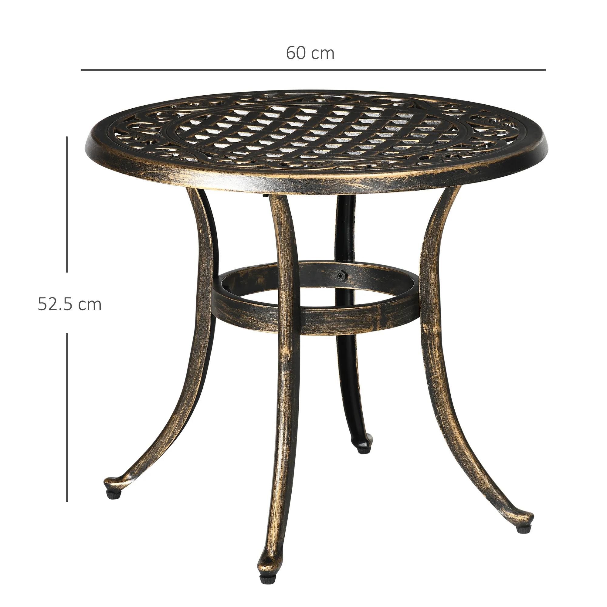 Outsunny 60cm Round Hollow Top Design Side Table With Cast Aluminum Frame - Image 5
