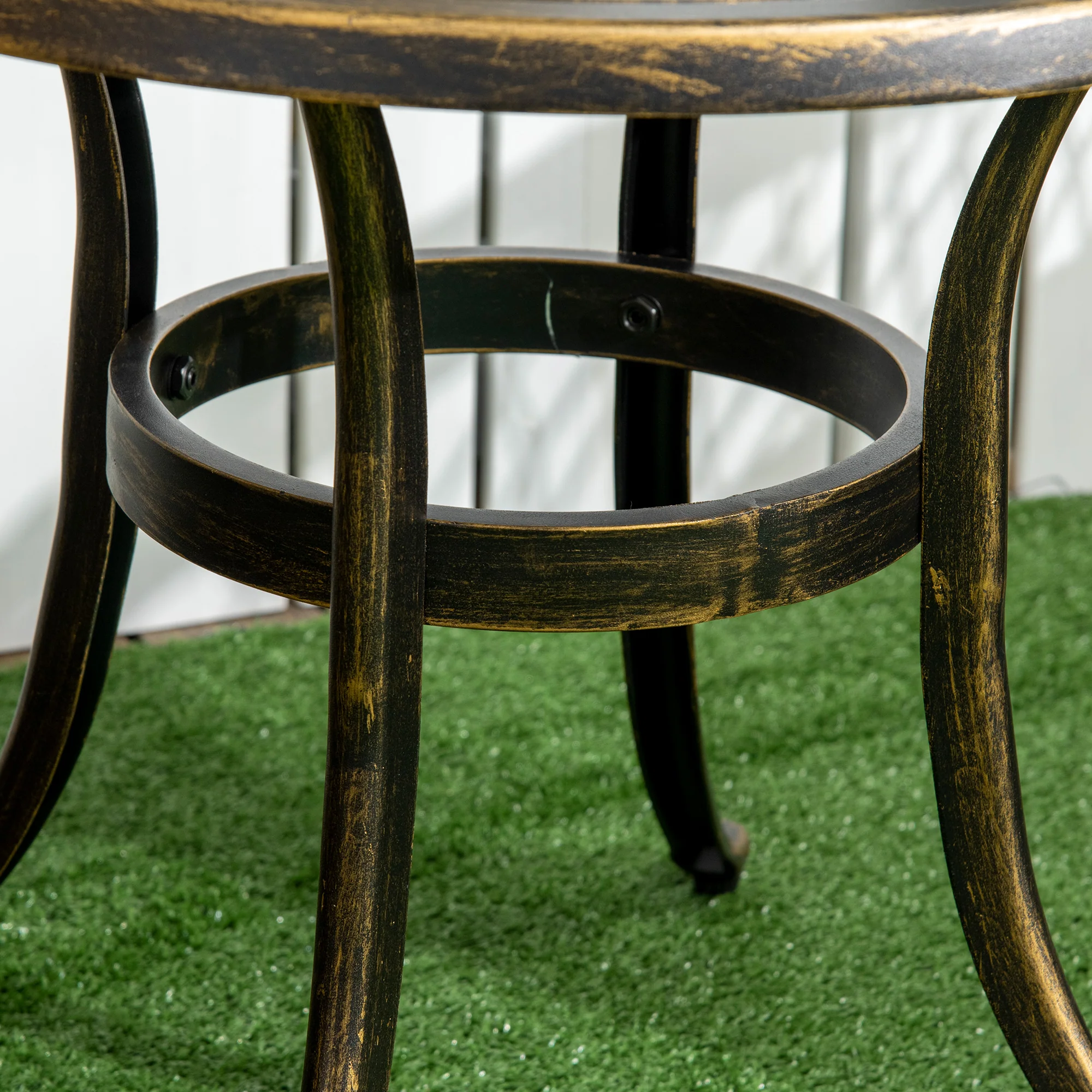 Outsunny 60cm Round Hollow Top Design Side Table With Cast Aluminum Frame - Image 8