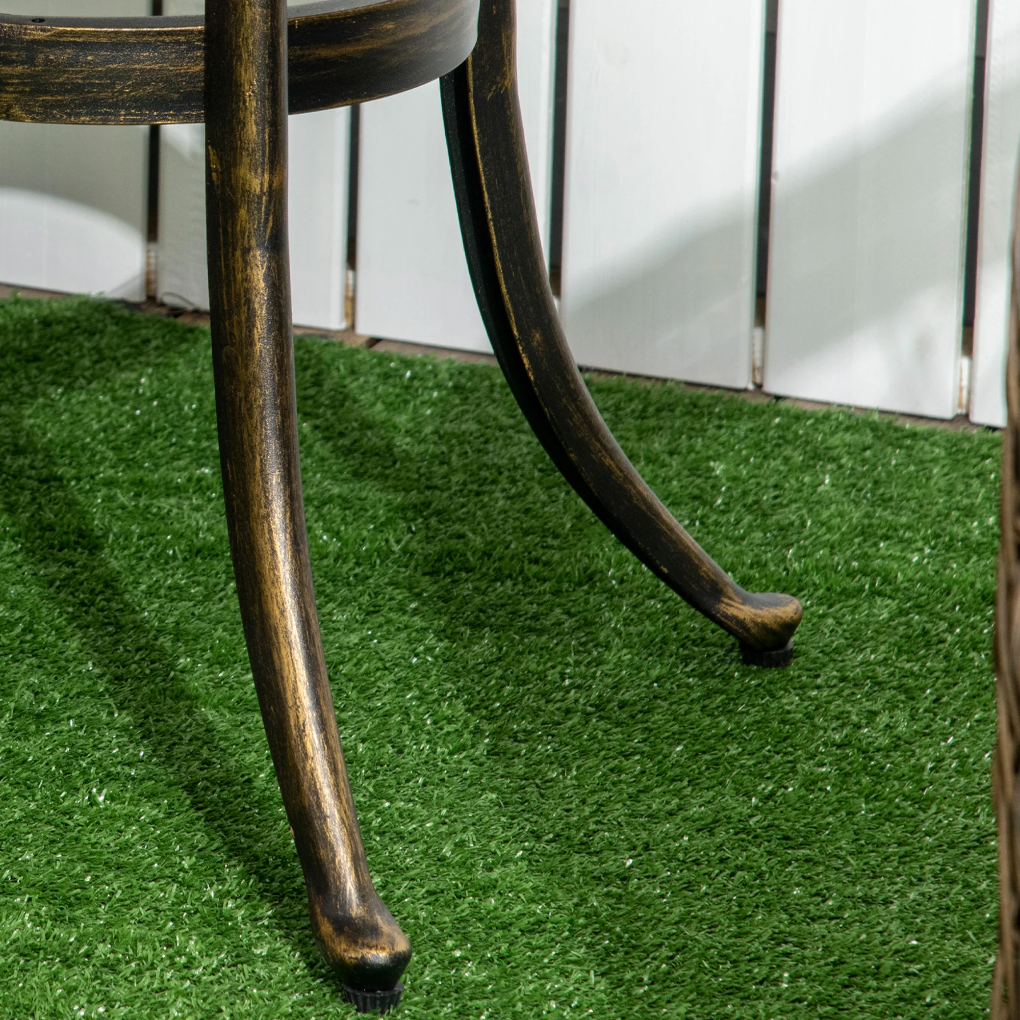 Outsunny 60cm Round Hollow Top Design Side Table With Cast Aluminum Frame - Image 9
