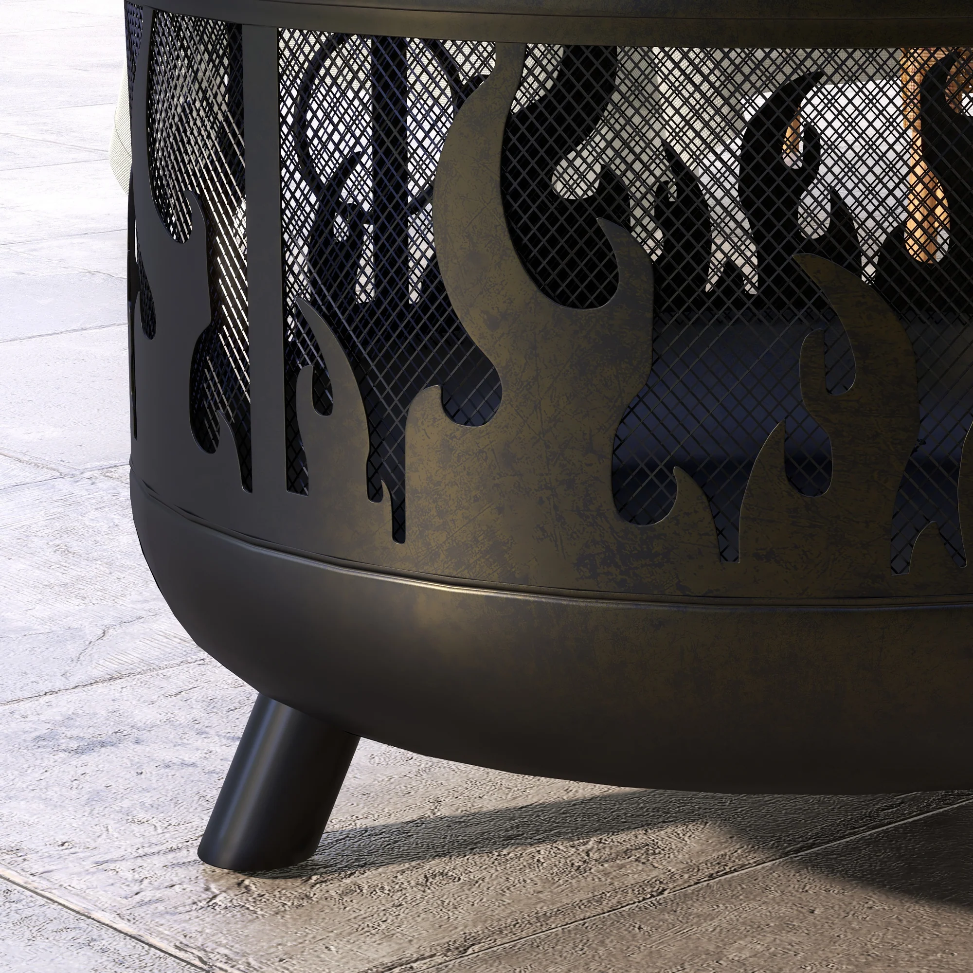 Outsunny 61.5cm 2-In-1 Outdoor Fire Pit & Firewood BBQ Garden Cooker Heater - Image 9