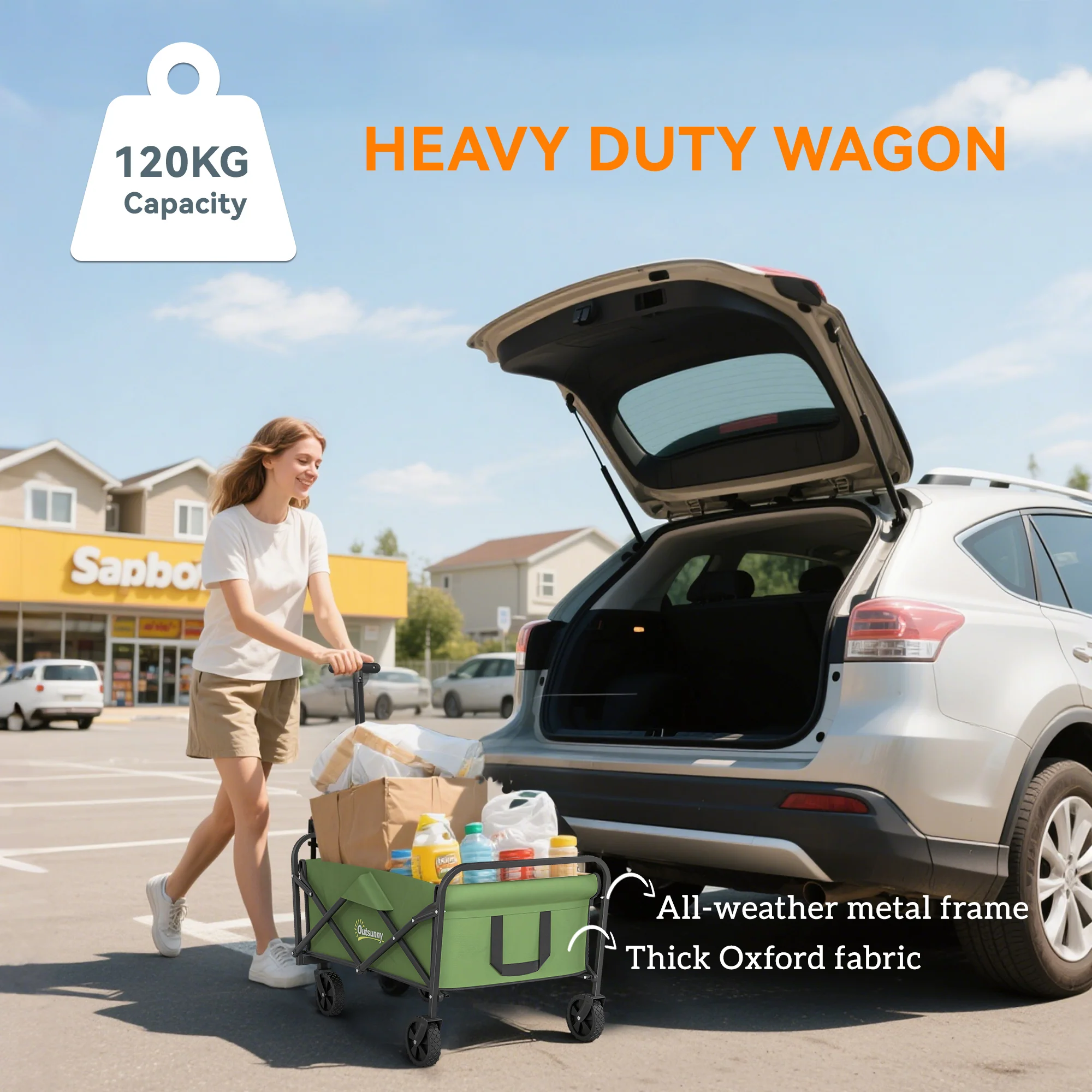 Outsunny 62L Festival Trolley, 120kg Heavy Duty Folding Trolley Cart - Image 13