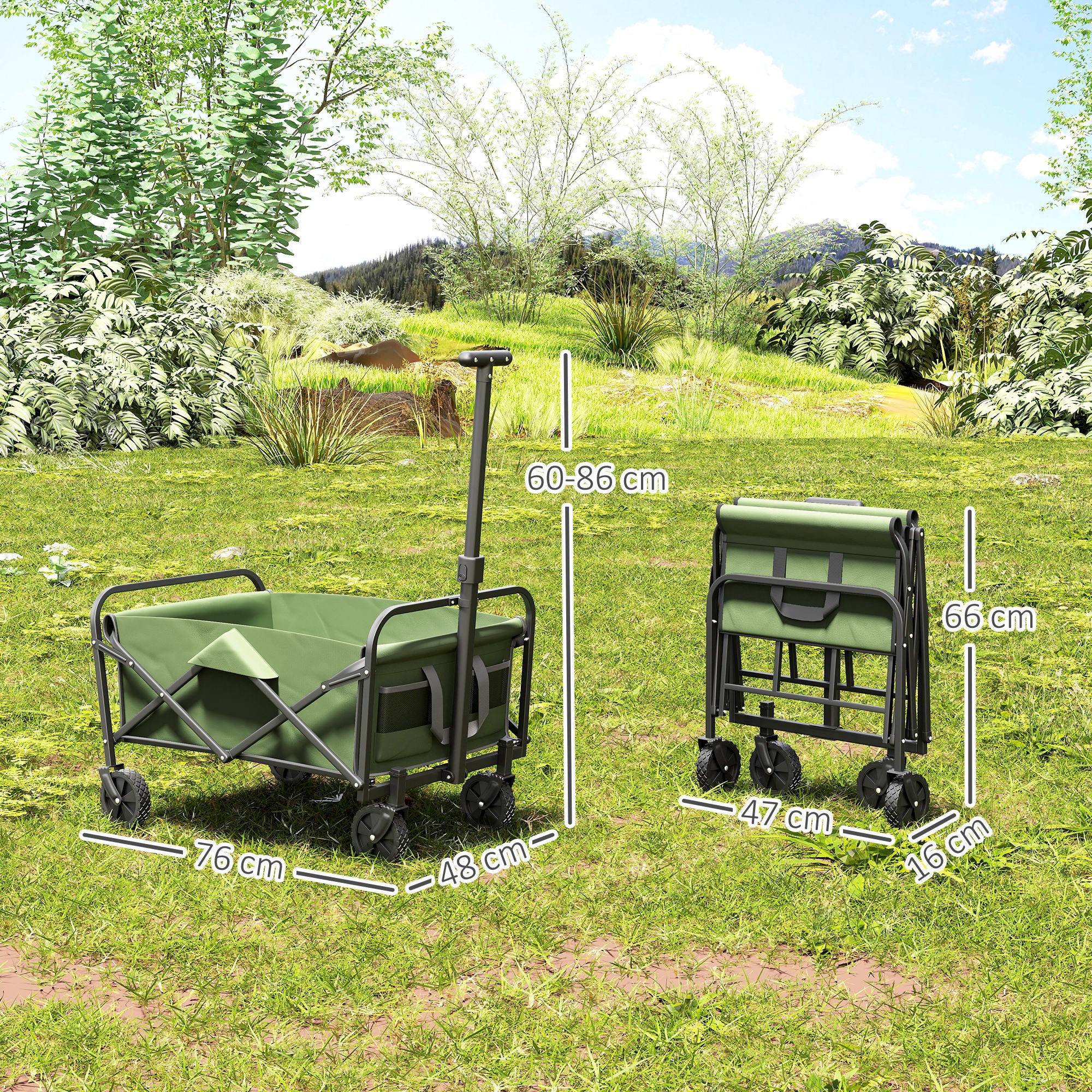 Outsunny 62L Festival Trolley, 120kg Heavy Duty Folding Trolley Cart - Image 14