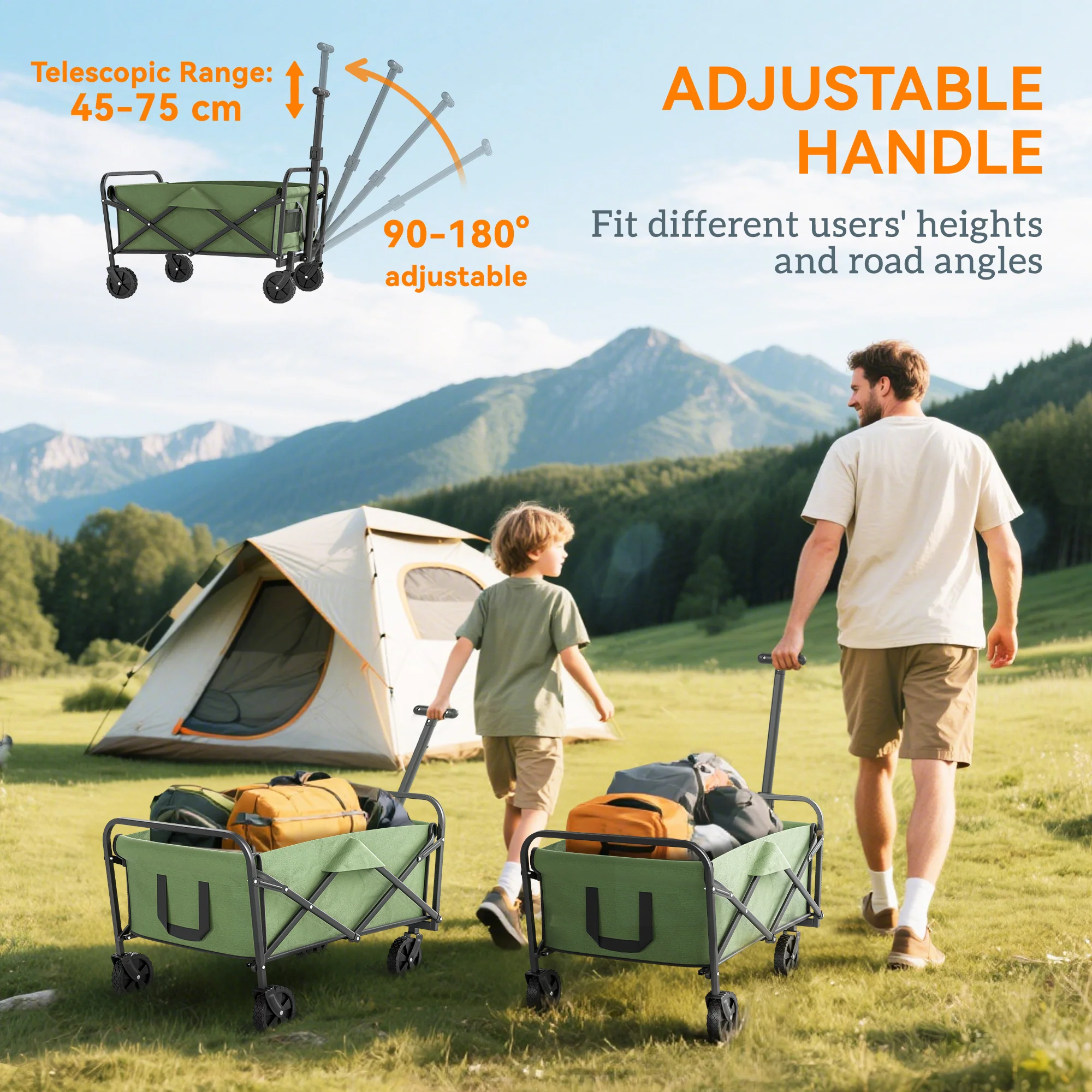 Outsunny 62L Festival Trolley, 120kg Heavy Duty Folding Trolley Cart - Image 17
