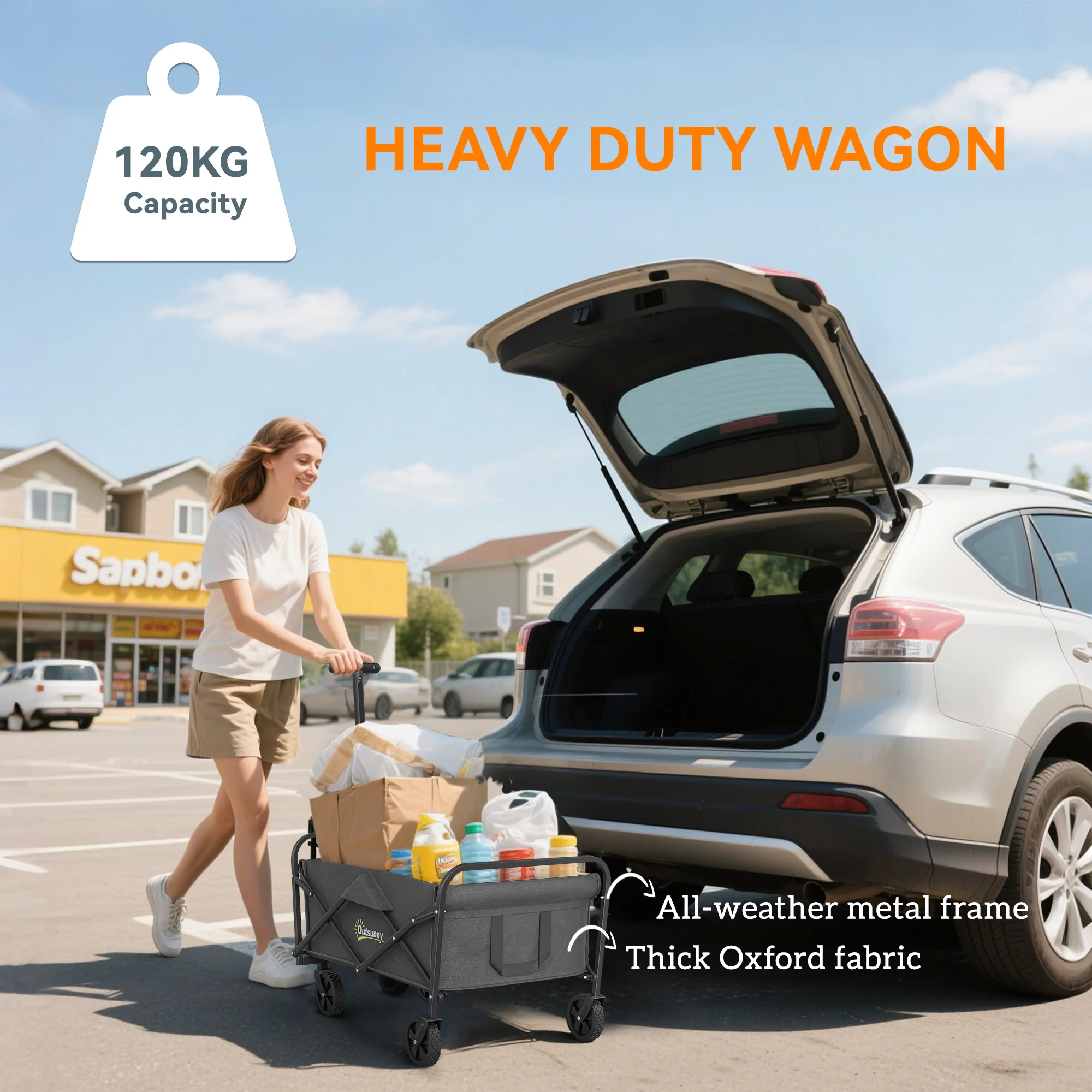 Outsunny 62L Festival Trolley, 120kg Heavy Duty Folding Trolley Cart - Image 22