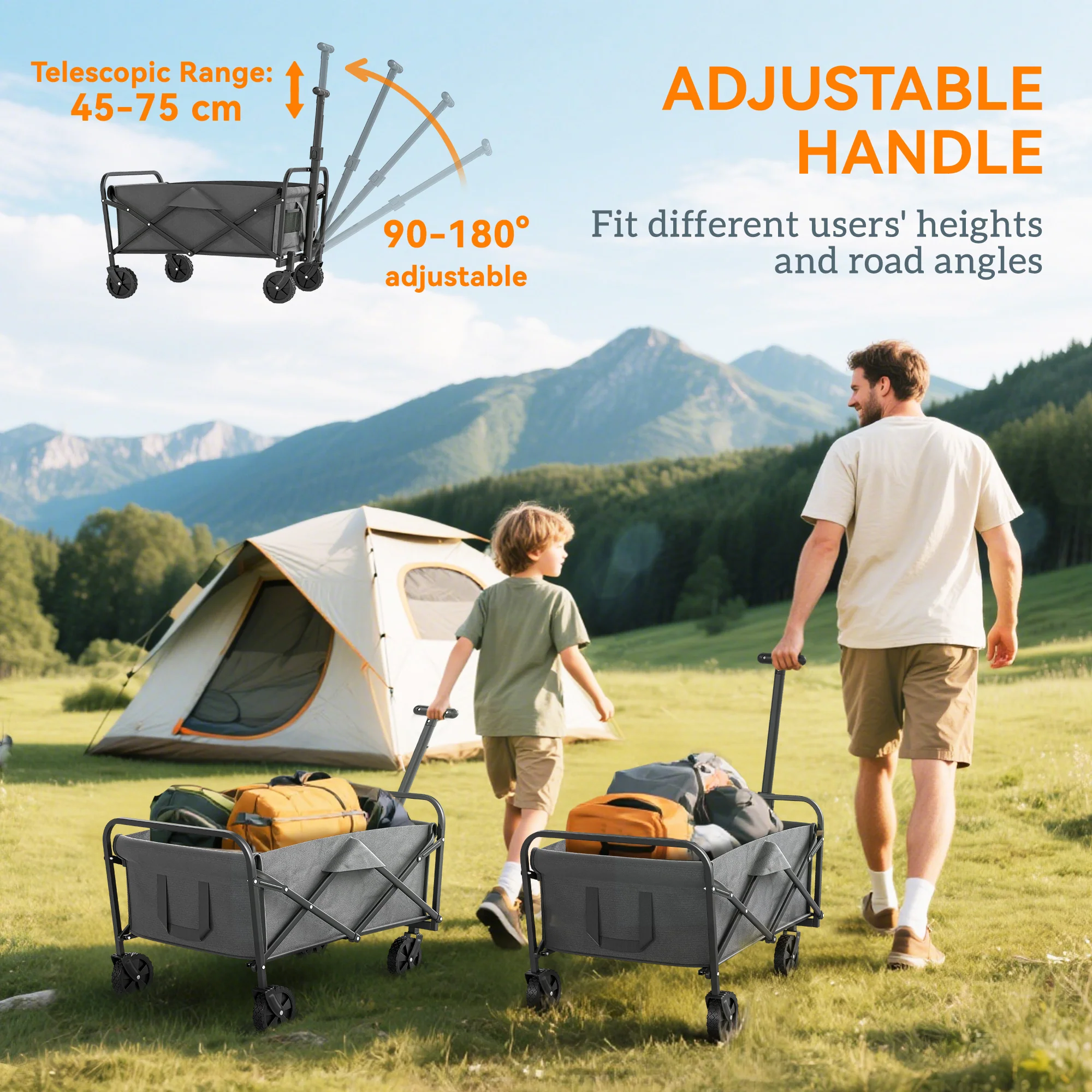 Outsunny 62L Festival Trolley, 120kg Heavy Duty Folding Trolley Cart - Image 26