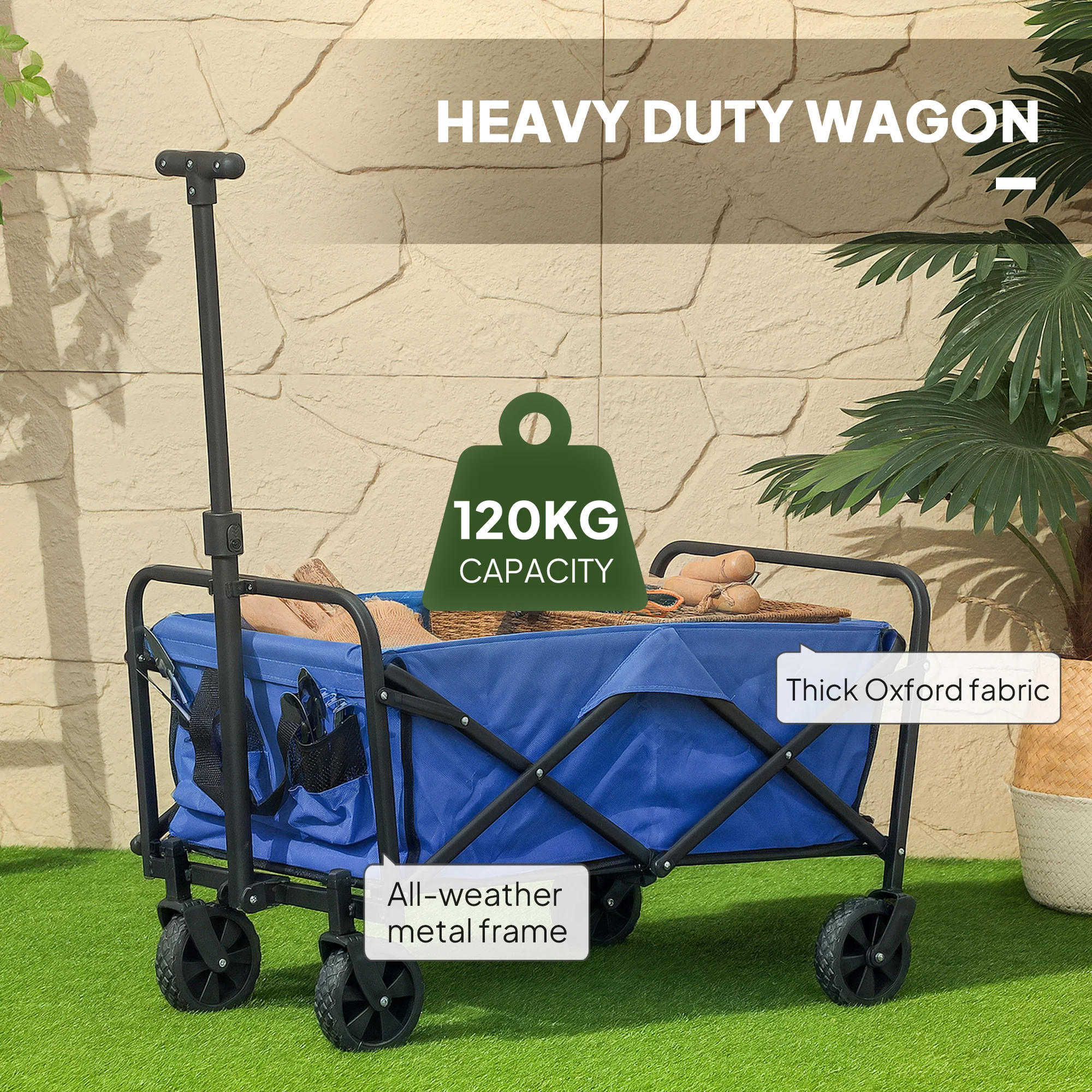 Outsunny 62L Festival Trolley, 120kg Heavy Duty Folding Trolley Cart - Image 4