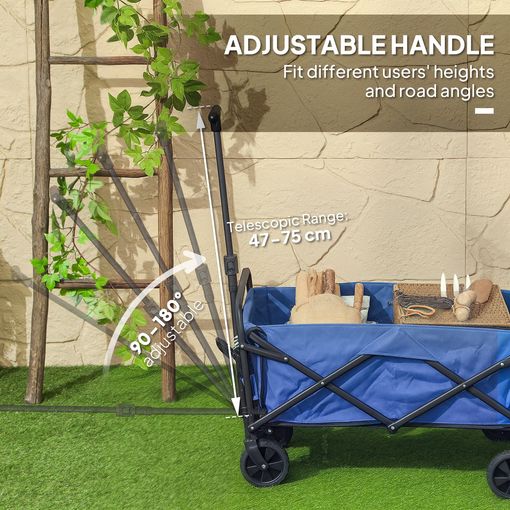 Outsunny 62L Festival Trolley, 120kg Heavy Duty Folding Trolley Cart - Image 8