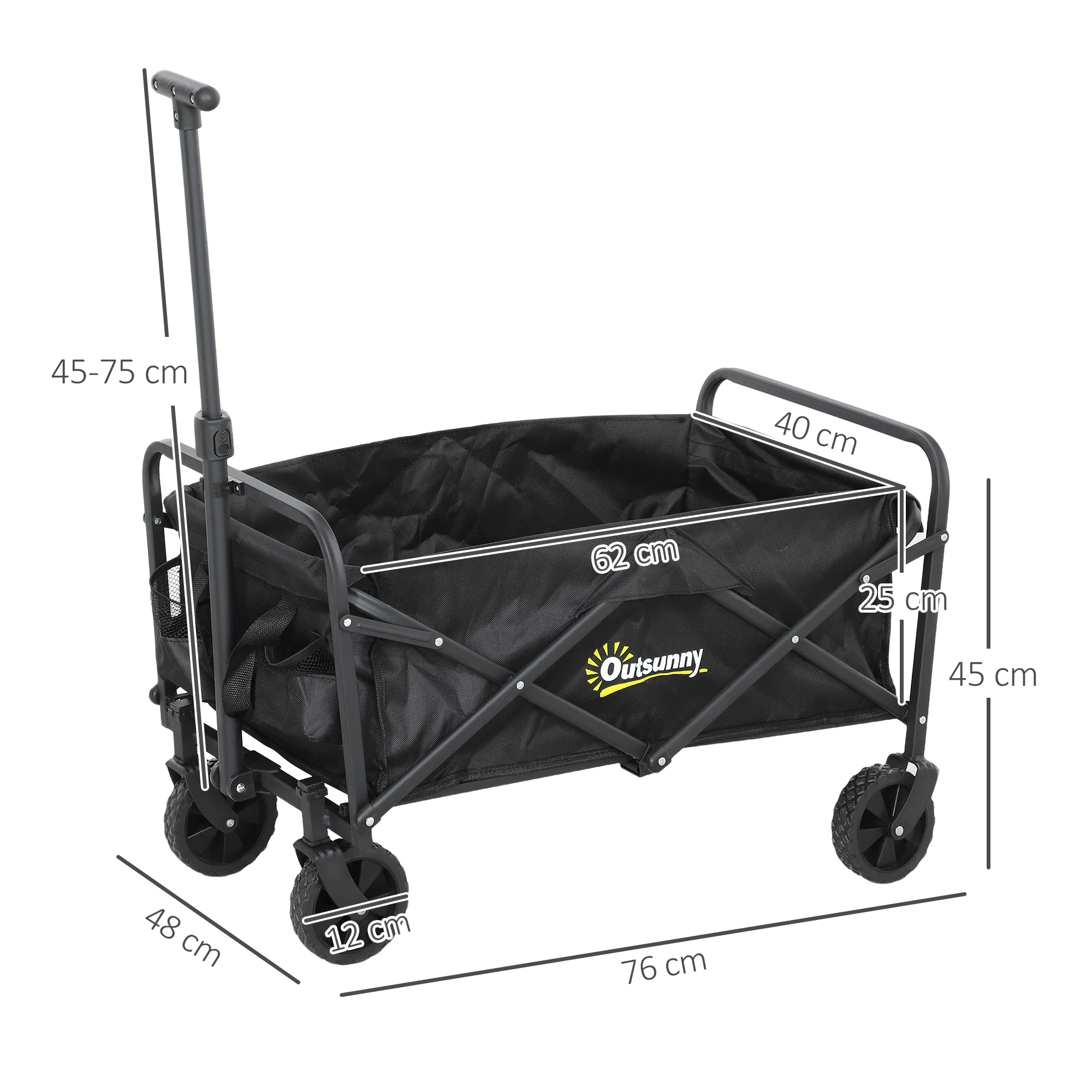Outsunny 62L Festival Trolley, 120kg Heavy Duty Folding Trolley Cart, Black - Image 5